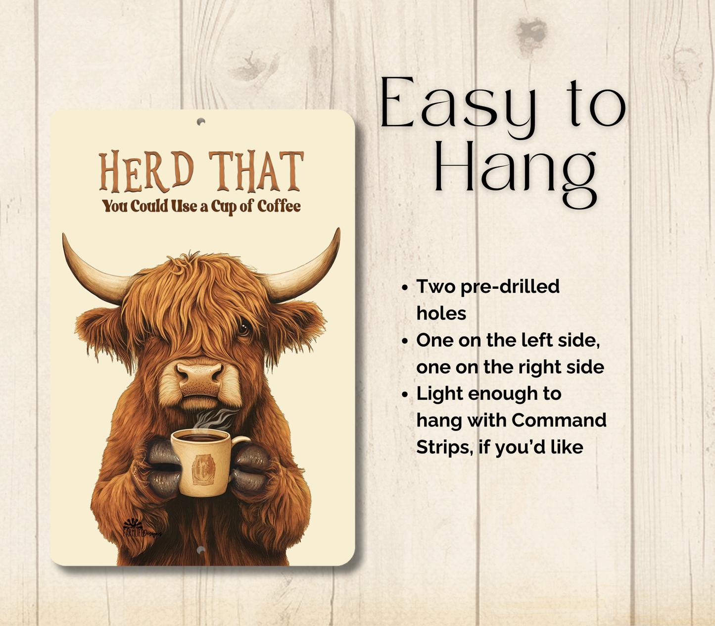 Highland Cow Herd That You Could Use a Cup of Coffee Funny Fluffy Cow metal tin 2 sizes