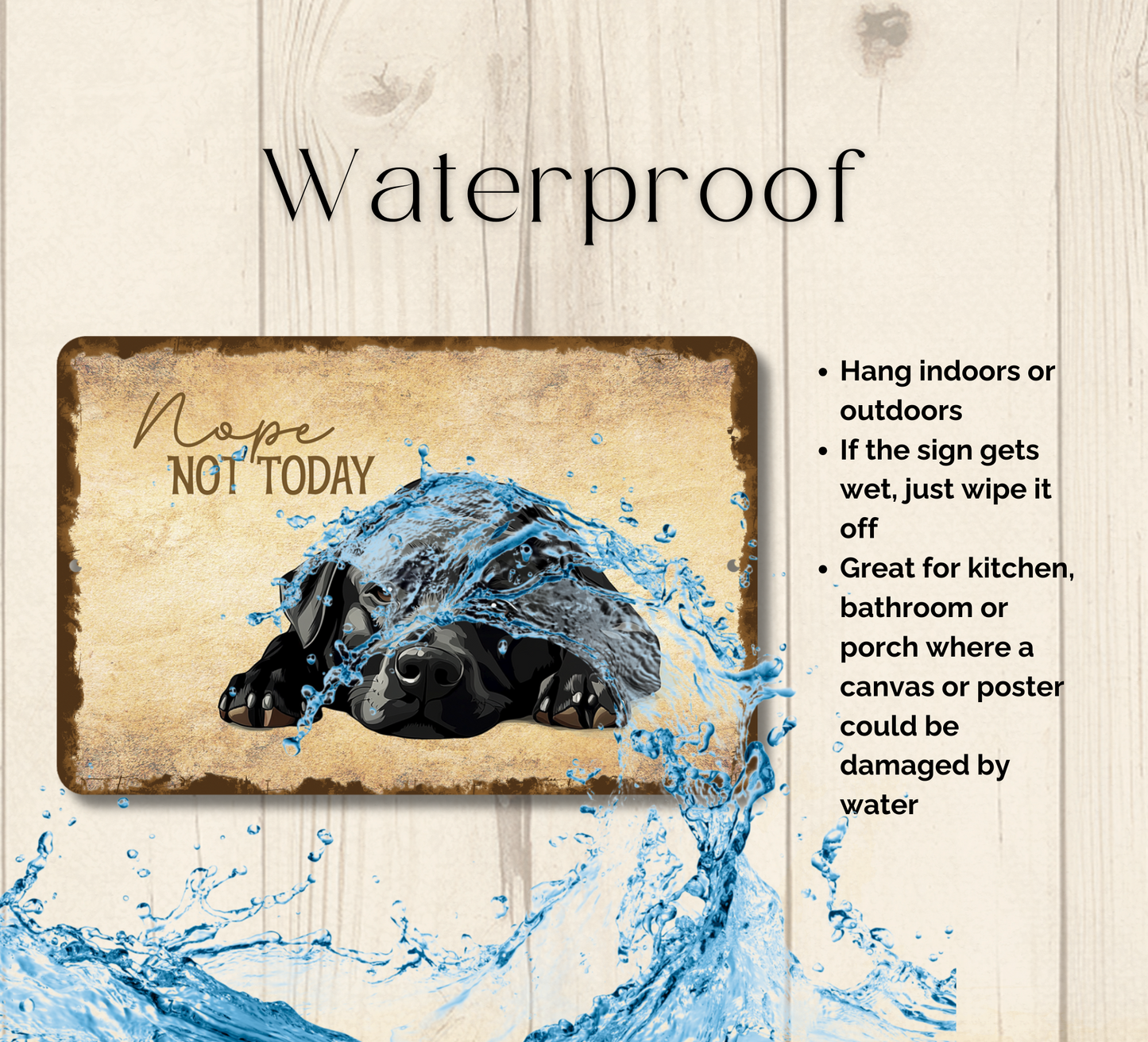 Black Lab Sign Nope Not Today Funny Lazy Labrador Dog metal tin indoor outdoor