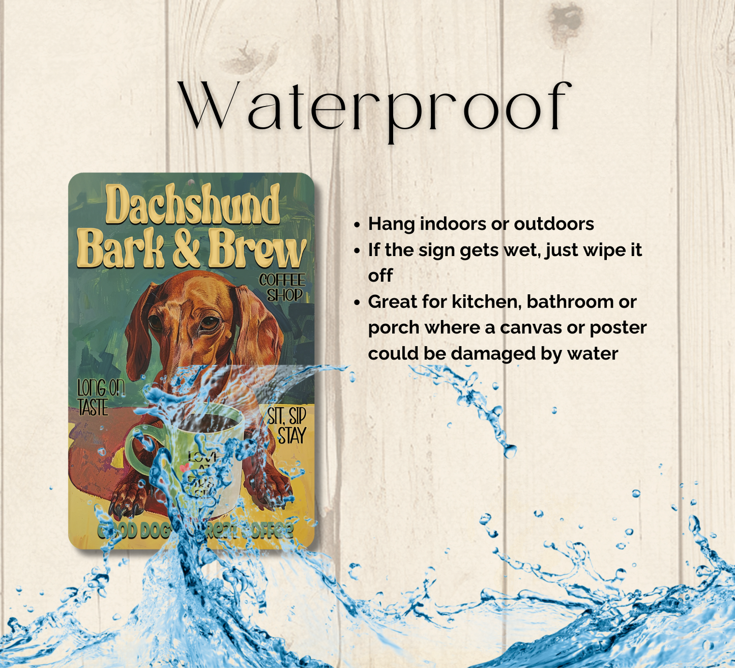 Dachshund Coffee Bar Sign Bark and Brew Dog Metal Tin