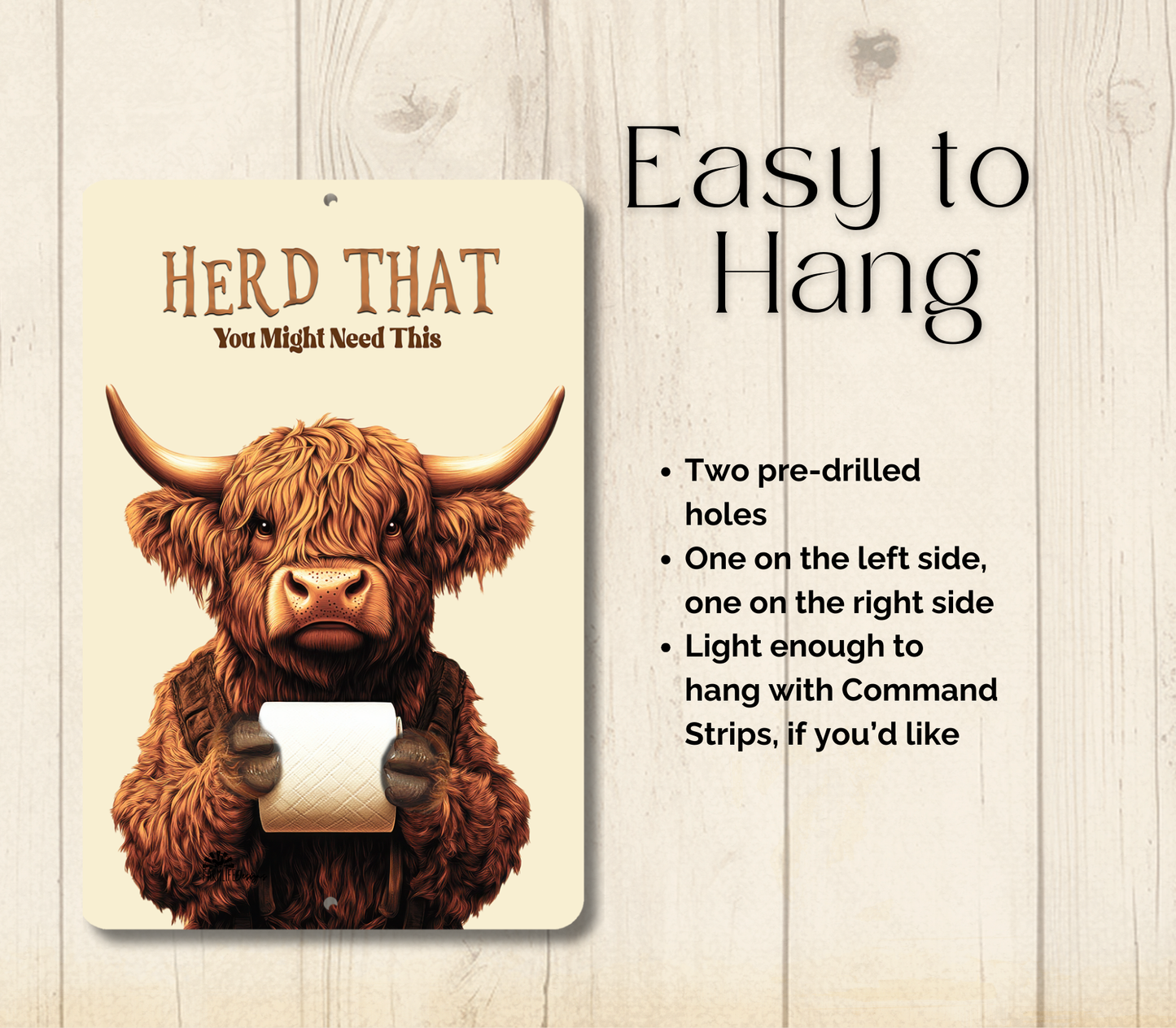 Highland Cow Herd That Toilet Paper Sign Funny Fluffy Cow metal tin 2 sizes