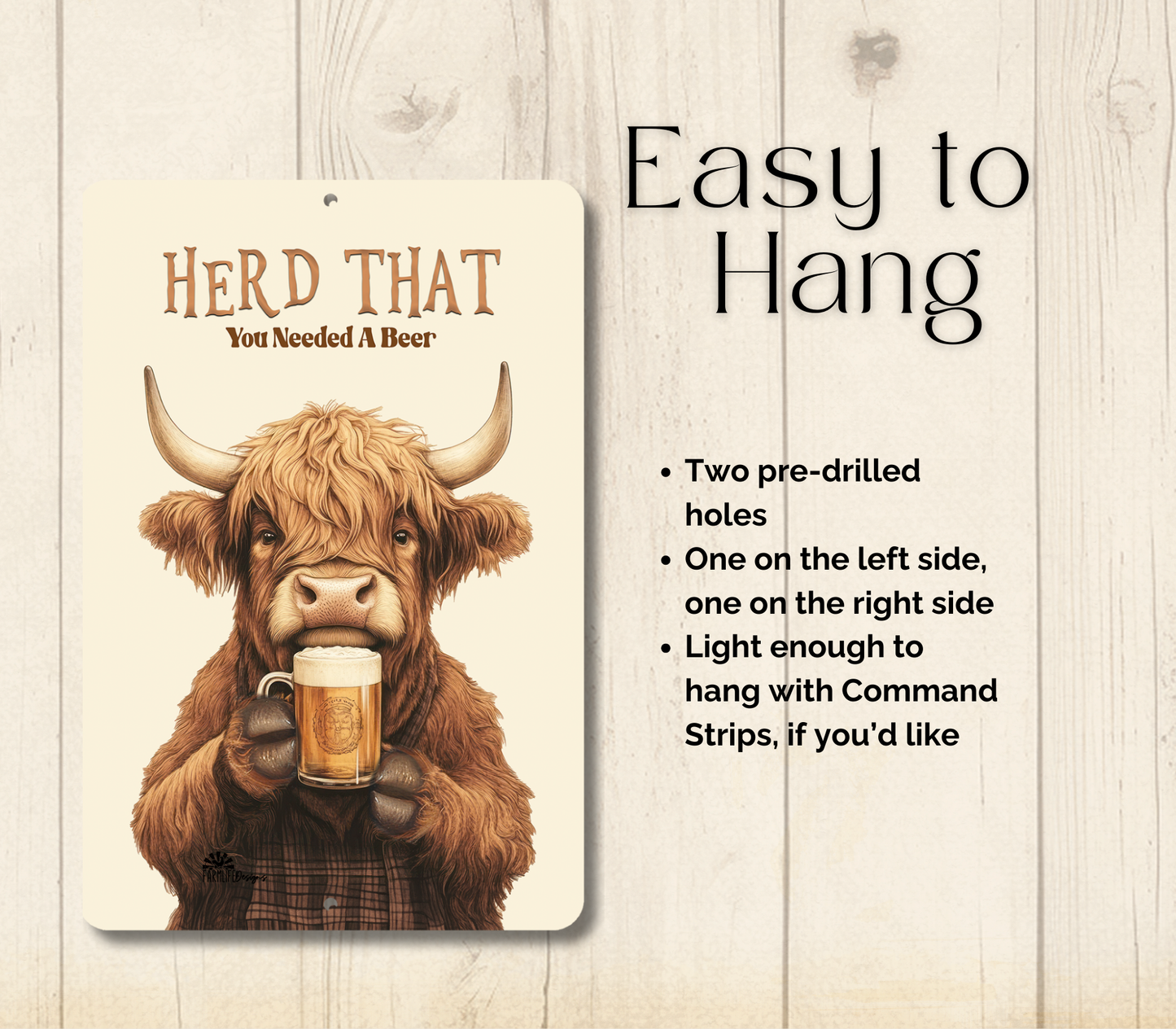 Highland Cow Herd That You Needed a Beer Funny Fluffy Cow metal tin 2 sizes