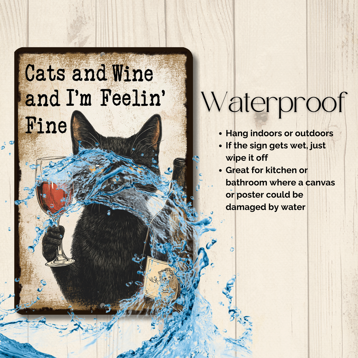 Cat Sign, Black Cats and Wine and Feelin' Fine metal tin