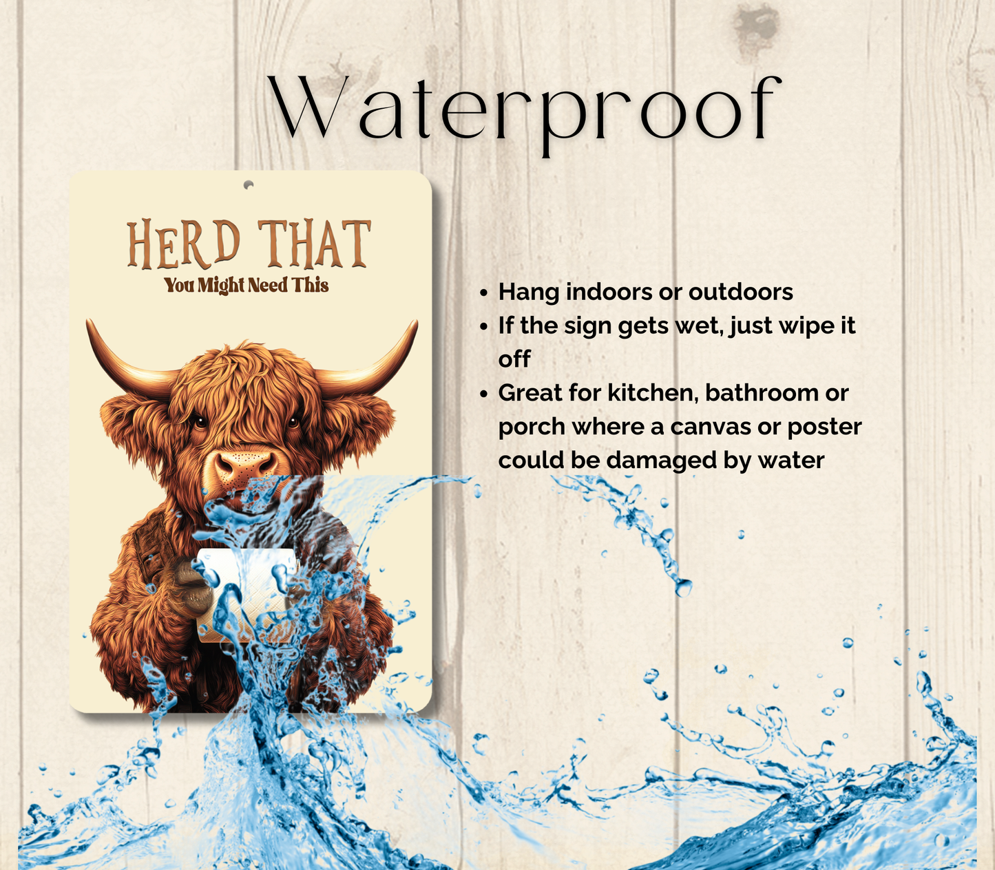 Highland Cow Herd That Toilet Paper Sign Funny Fluffy Cow metal tin 2 sizes