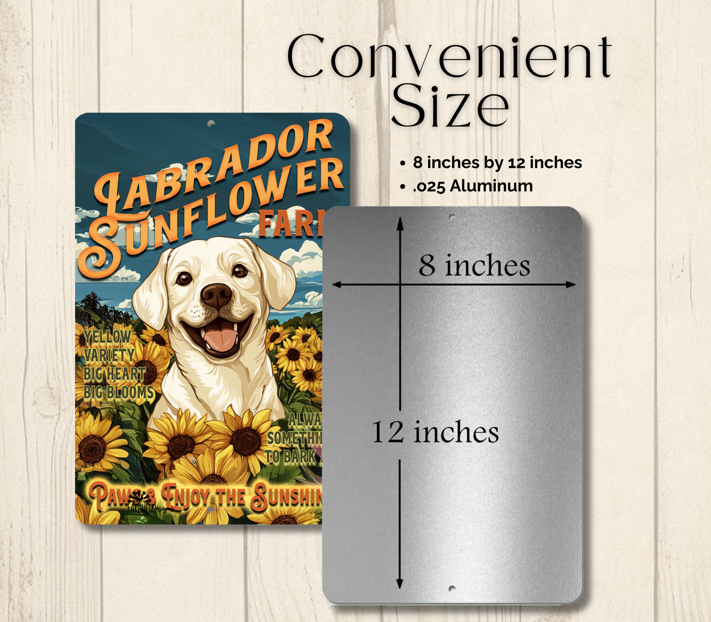 Yellow Lab Sunflower Farm Sign Labrador Retriever Dog Metal Tin