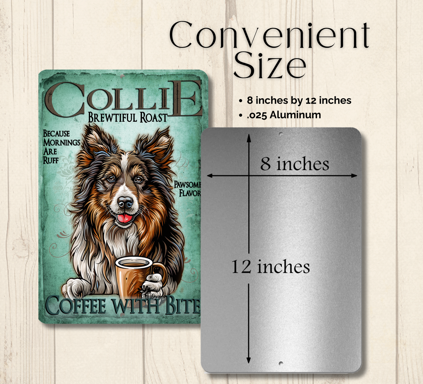 Collie Coffee Bar Sign Dog Metal Tin