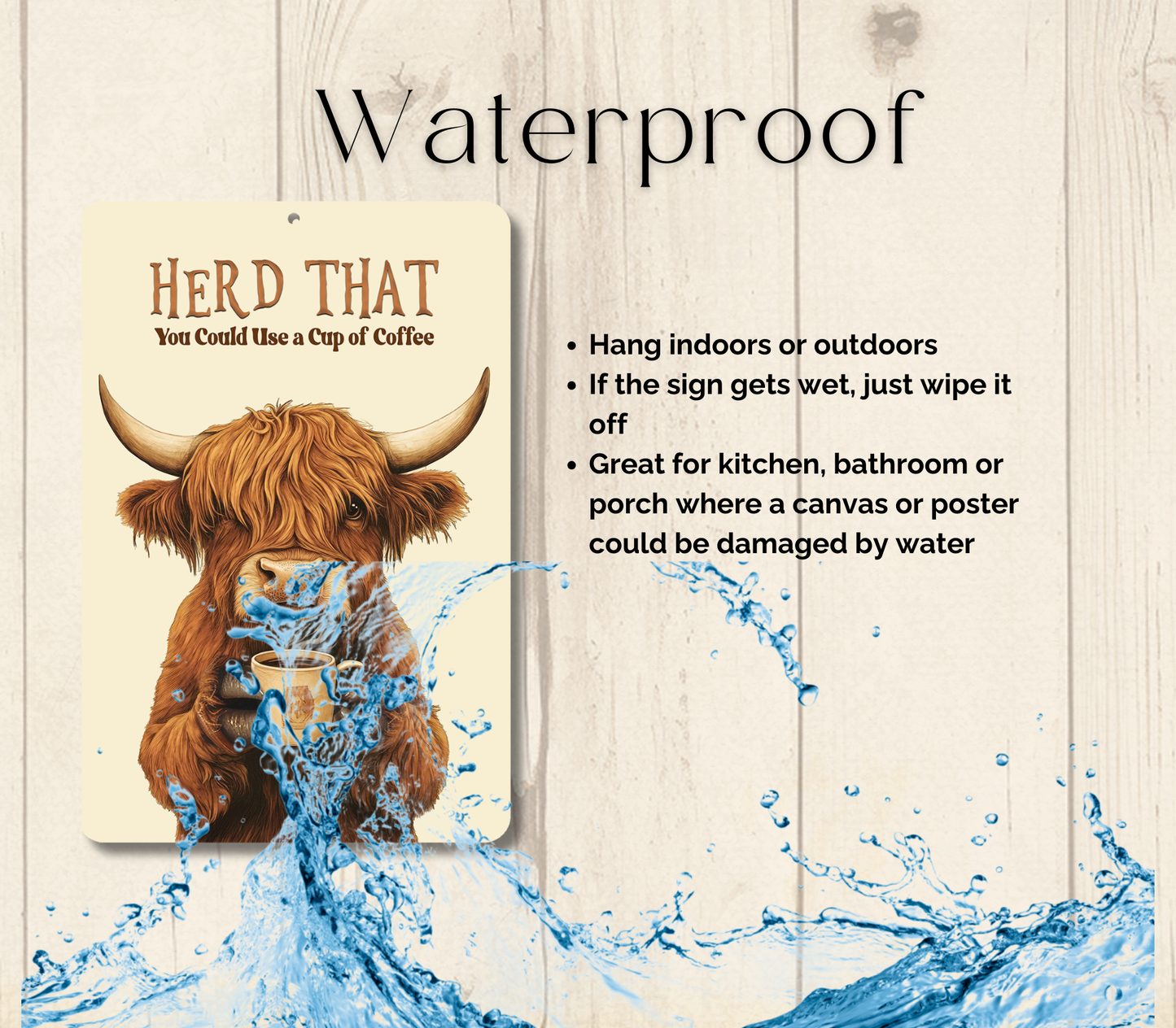 Highland Cow Herd That You Could Use a Cup of Coffee Funny Fluffy Cow metal tin 2 sizes