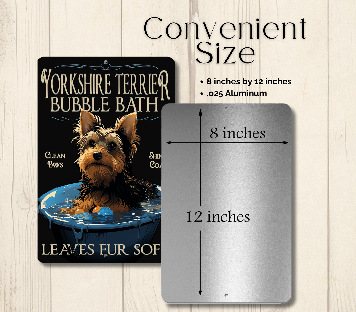 Yorkshire Terrier Bubble Bath Sign Yorkie Dog Bathroom Metal Tin