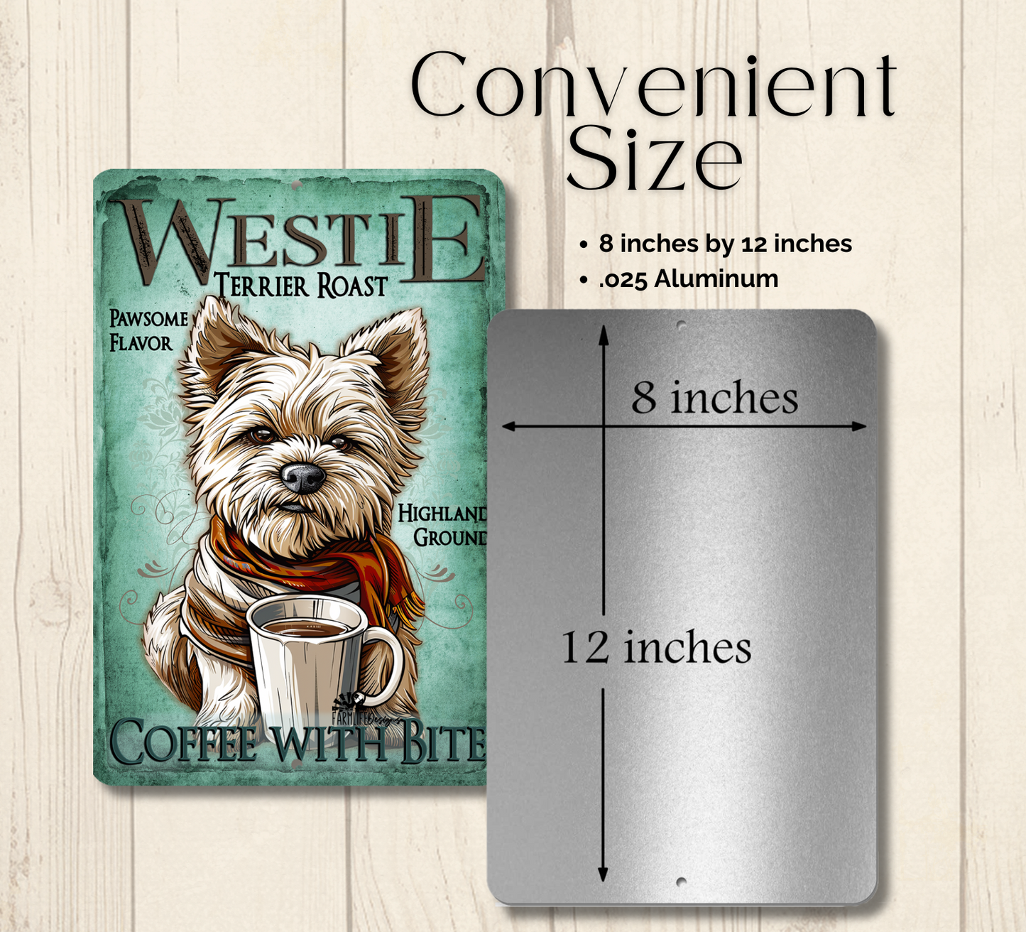 Westie Coffee Bar Sign West Highland Terrier Dog Metal Tin