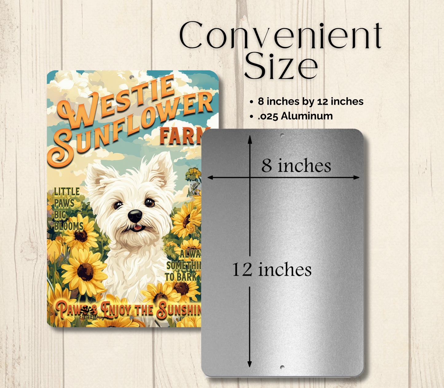 Westie Sunflower Farm Sign West Highland Terrier Dog Metal Tin