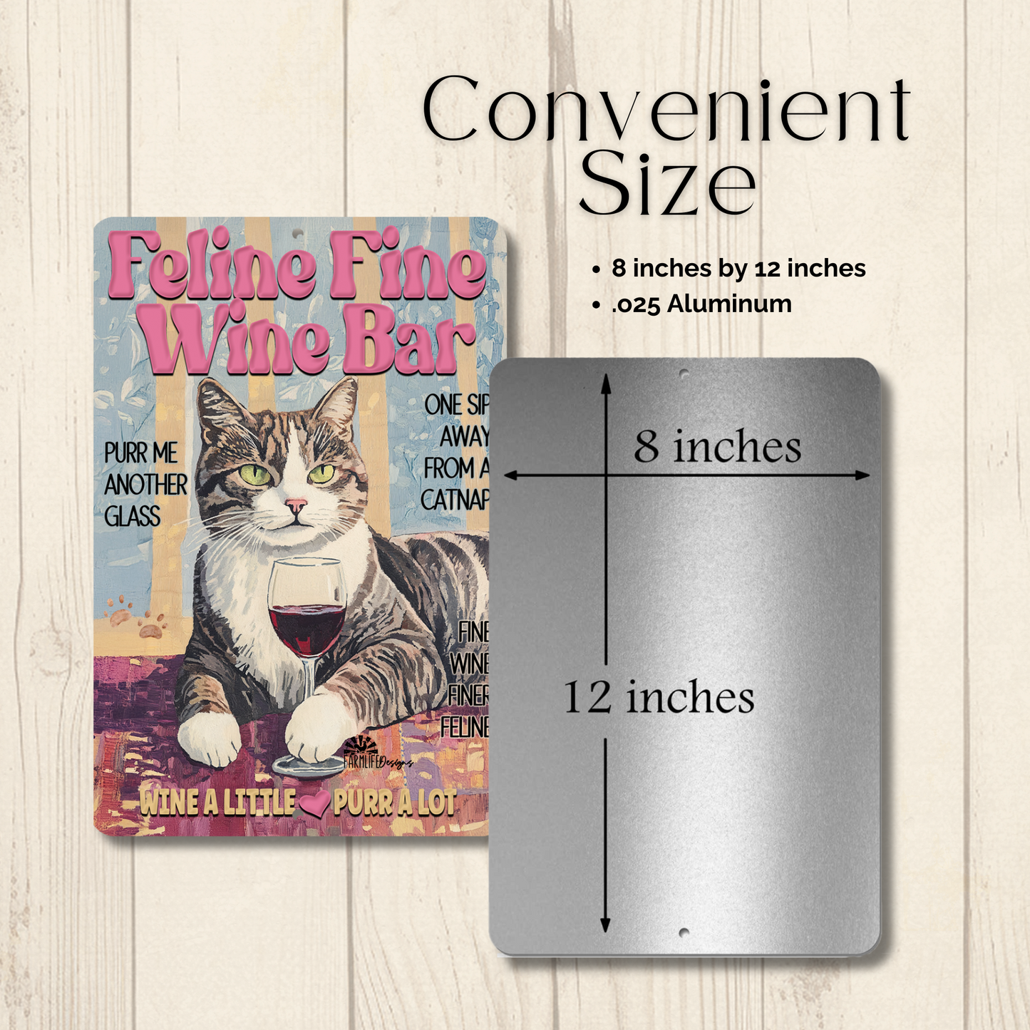 Gray Tabby Cat Feline Fine Wine Bar Sign, Sip & Scratch pub metal tin kitty wall art