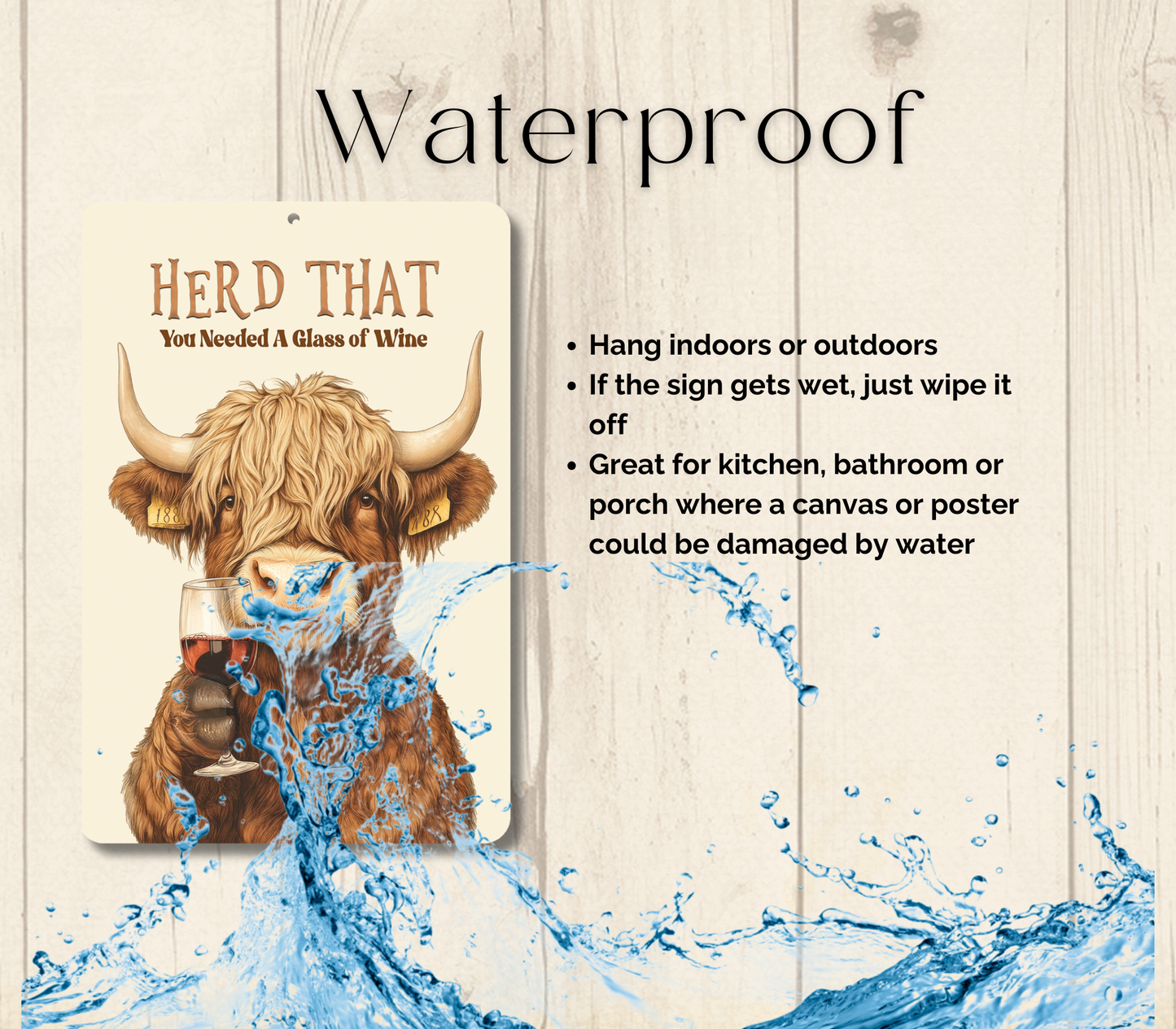 Highland Cow Herd That You Needed a Glass of Wine Funny Fluffy Cow metal tin 2 sizes