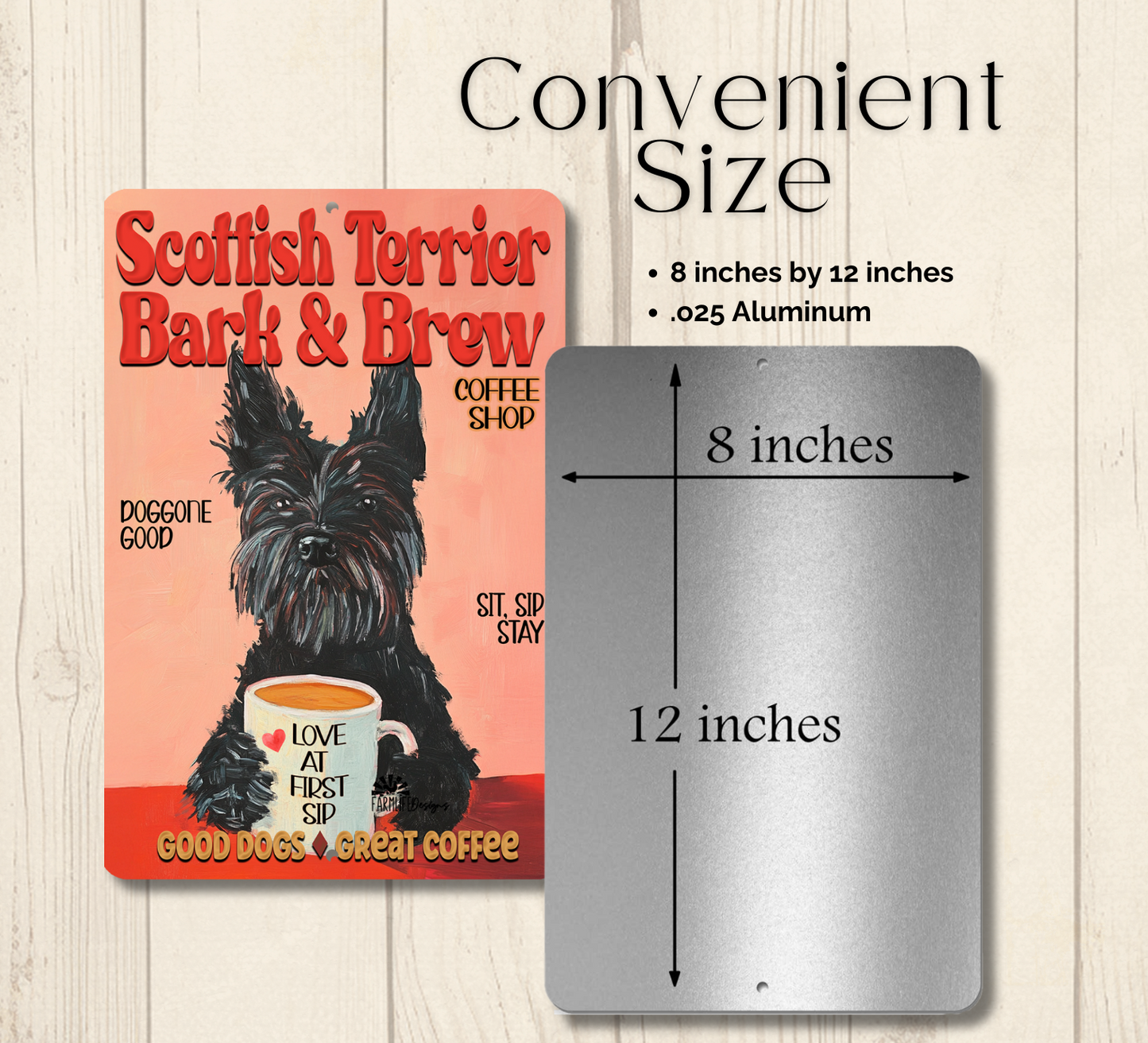 Scottish Terrier Coffee Bar Sign Scottie Dog Bark & Brew Metal Tin