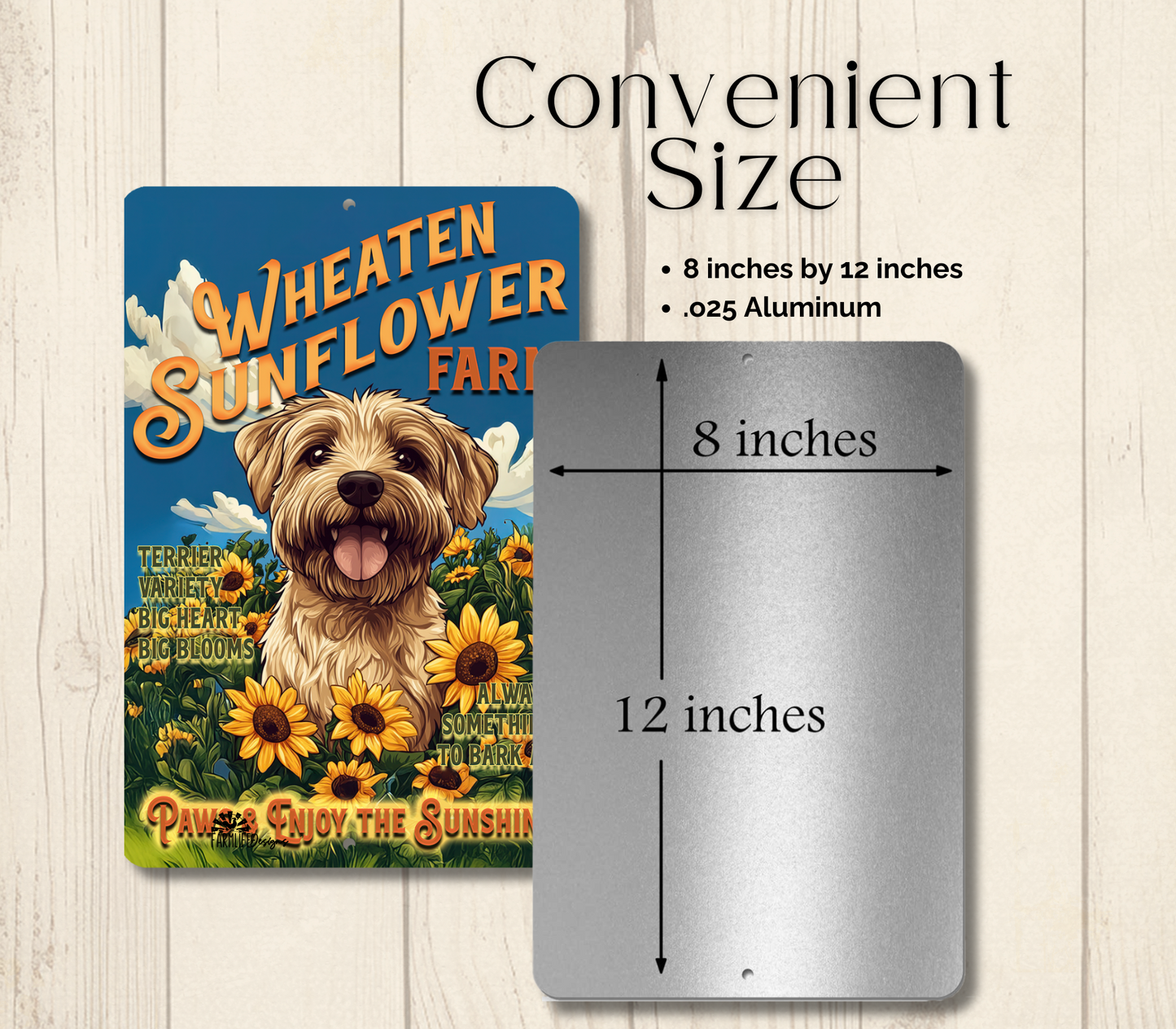 Wheaten Terrier Sunflower Farm Sign Dog Metal Tin