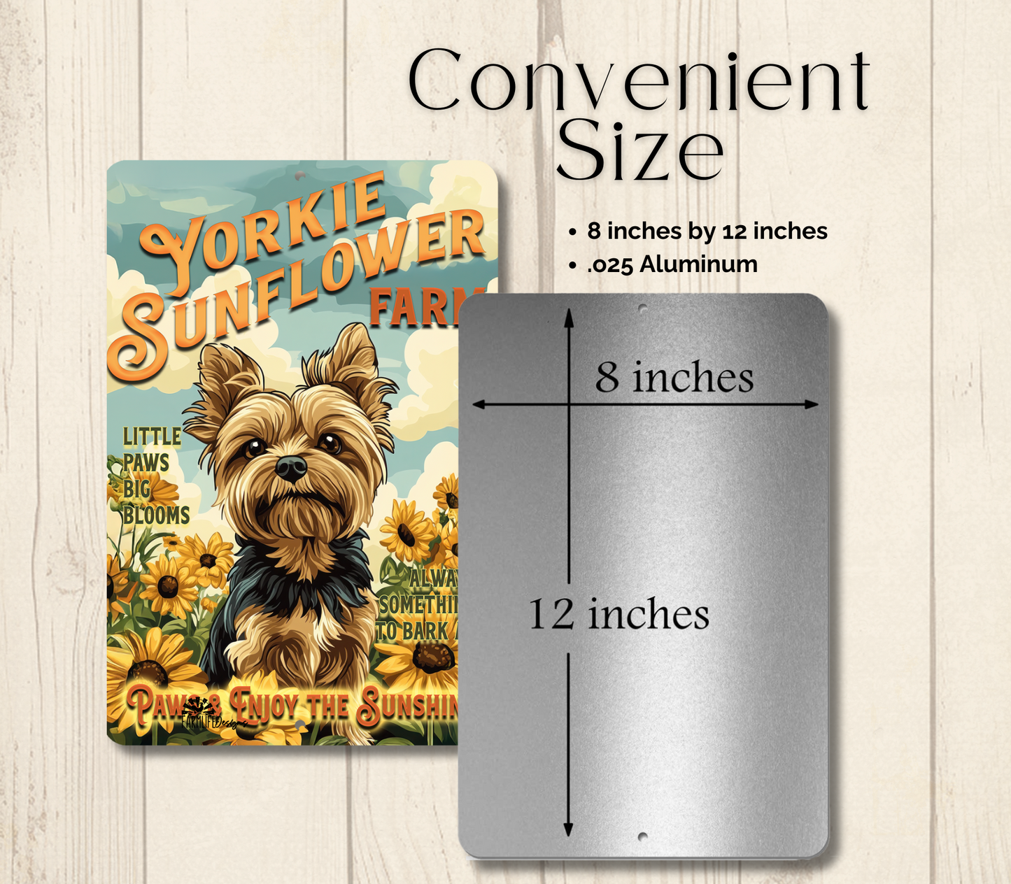 Yorkshire Terrier Sunflower Farm Sign Yorkie Dog Metal Tin