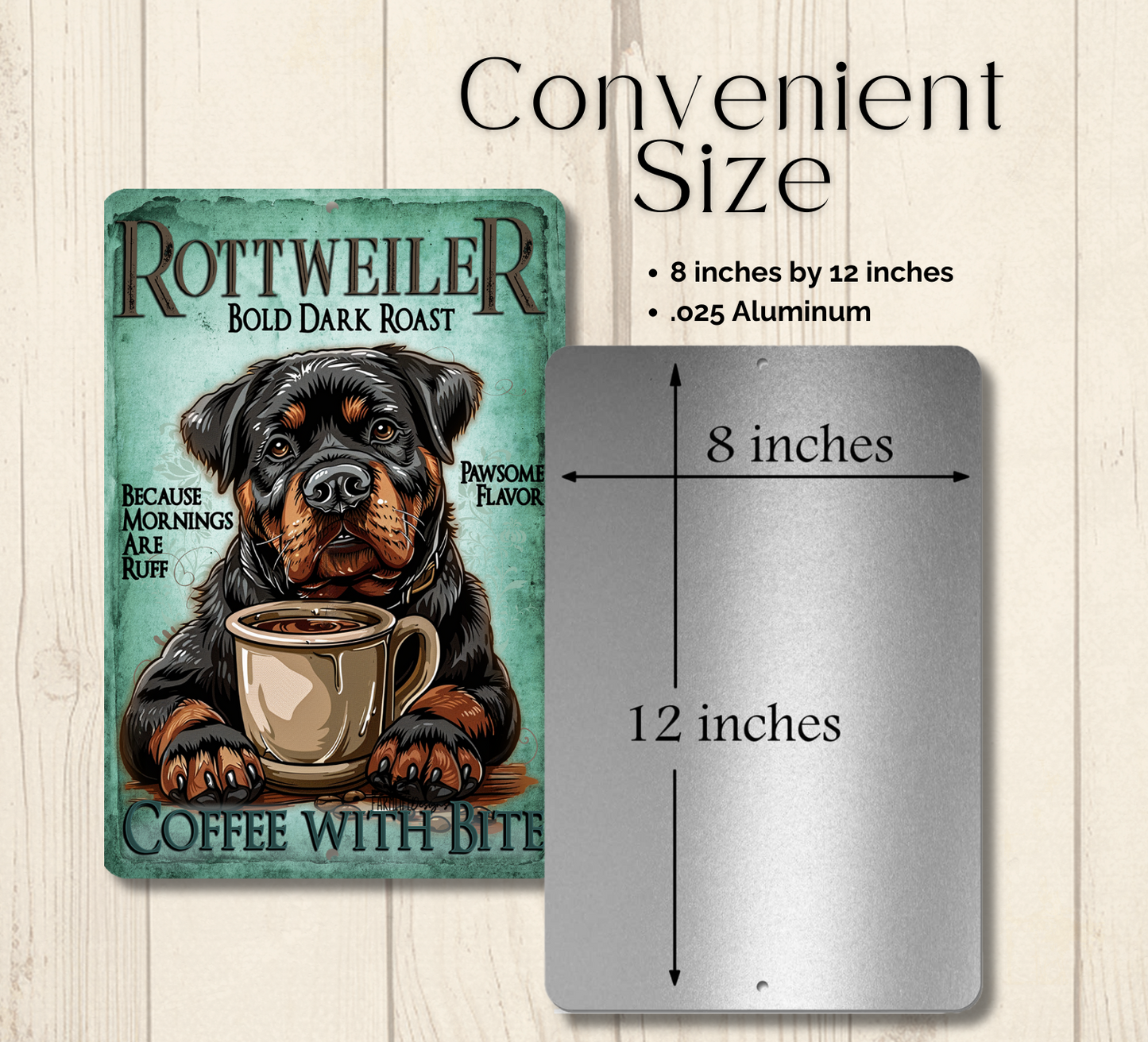 Rottweiler Coffee Bar Sign Dog Metal Tin