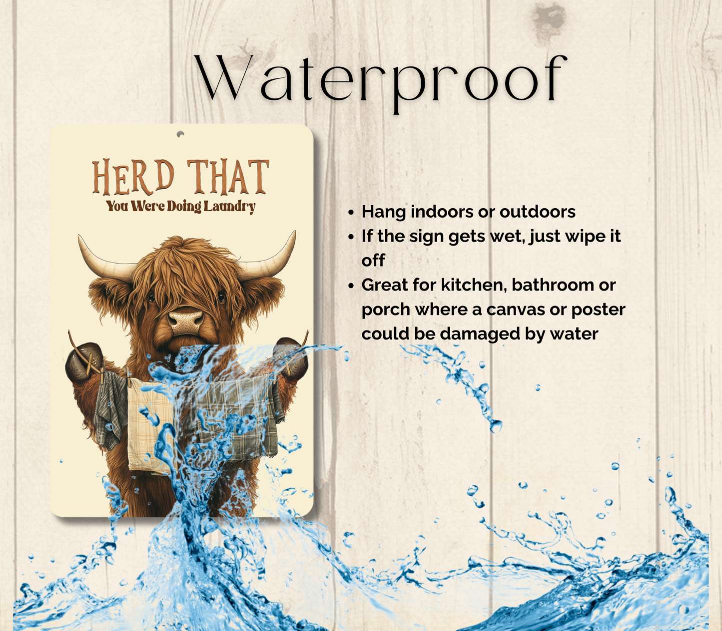 Highland Cow Herd That You Doing Laundry Sign Funny Fluffy Cow metal tin 2 sizes