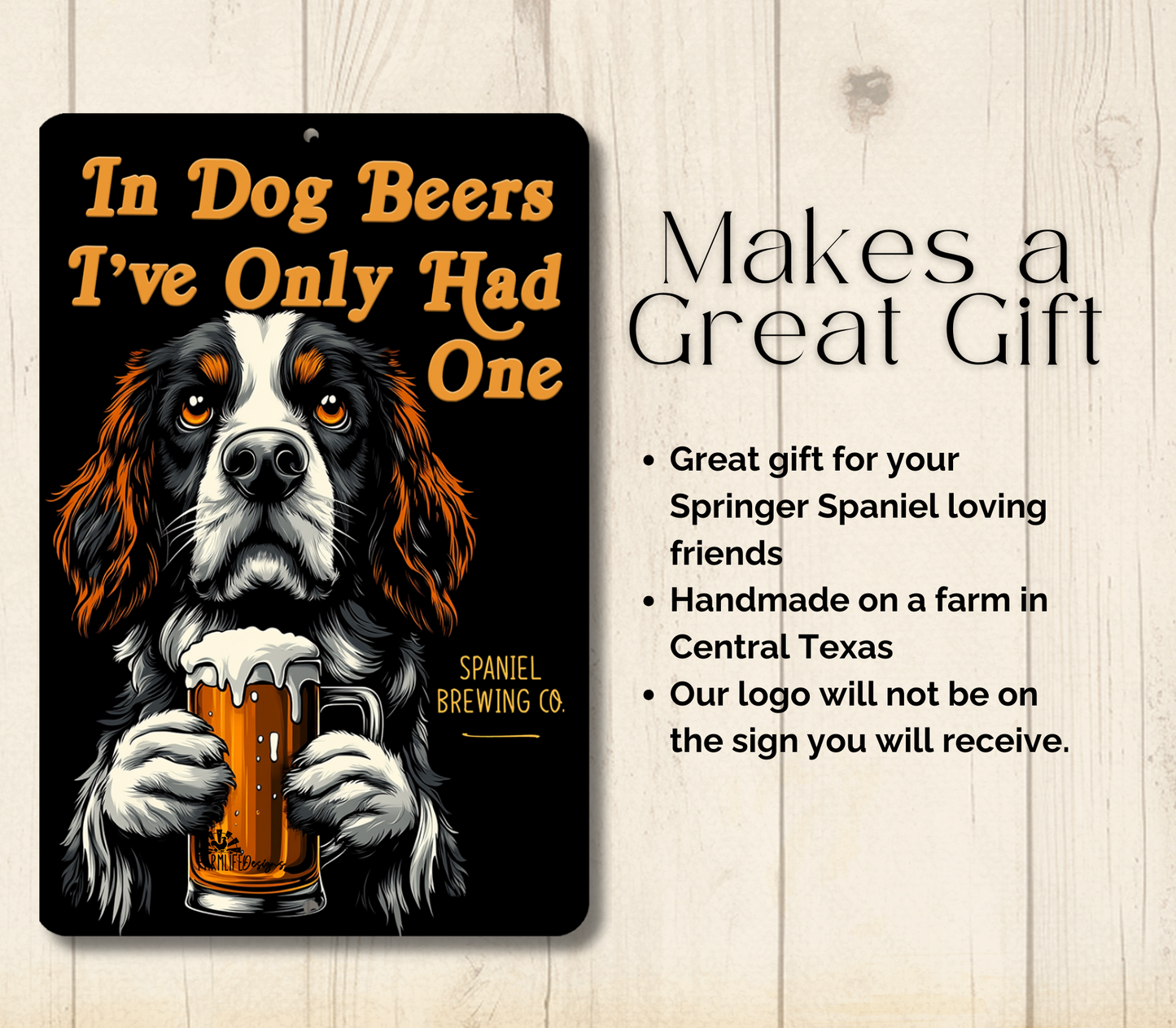 Springer Spaniel Sign In Dog Beers funny man cave bar metal tin