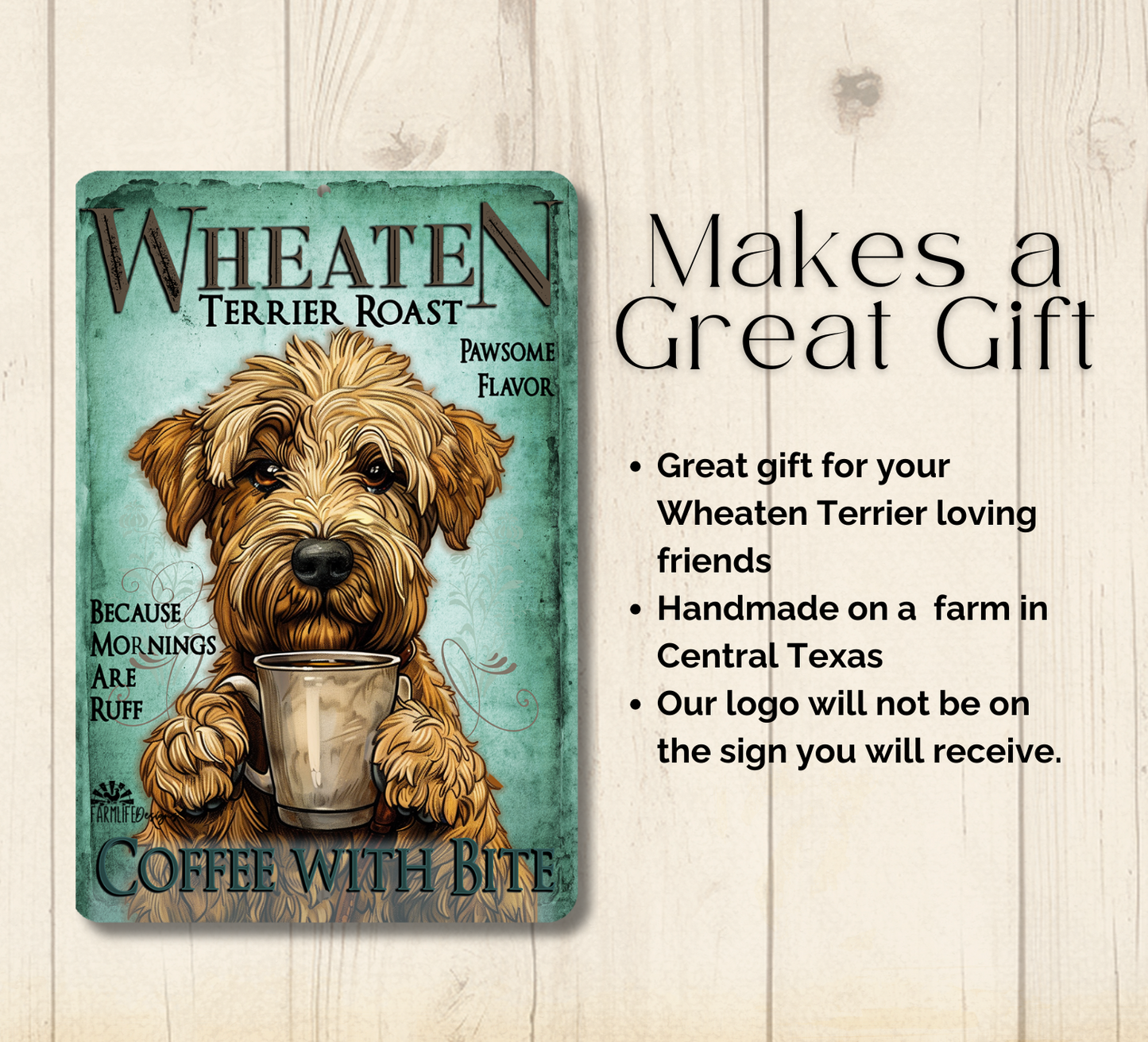 Wheaten Terrier Coffee Bar Sign Dog Metal Tin