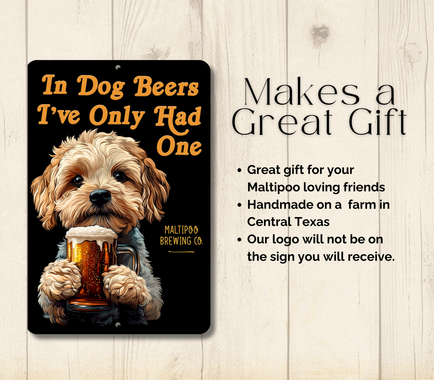 Maltipoo Sign In Dog Beers funny man cave bar metal tin
