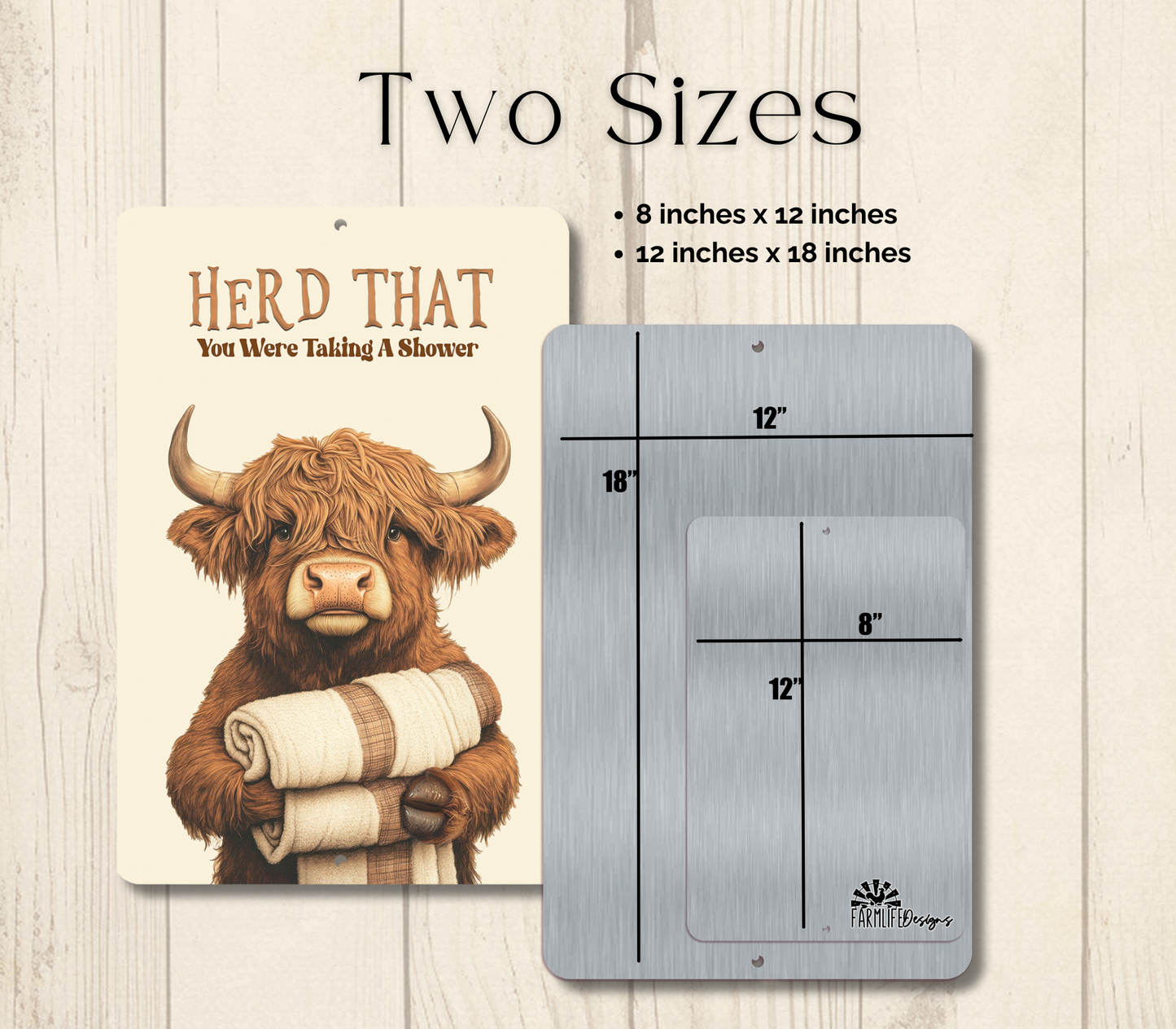 Highland Cow Herd That You Were Taking a Shower Towel Sign Funny Fluffy Cow metal tin 2 sizes