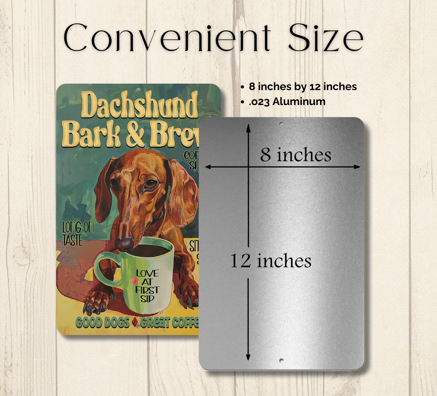 Dachshund Coffee Bar Sign Bark and Brew Dog Metal Tin