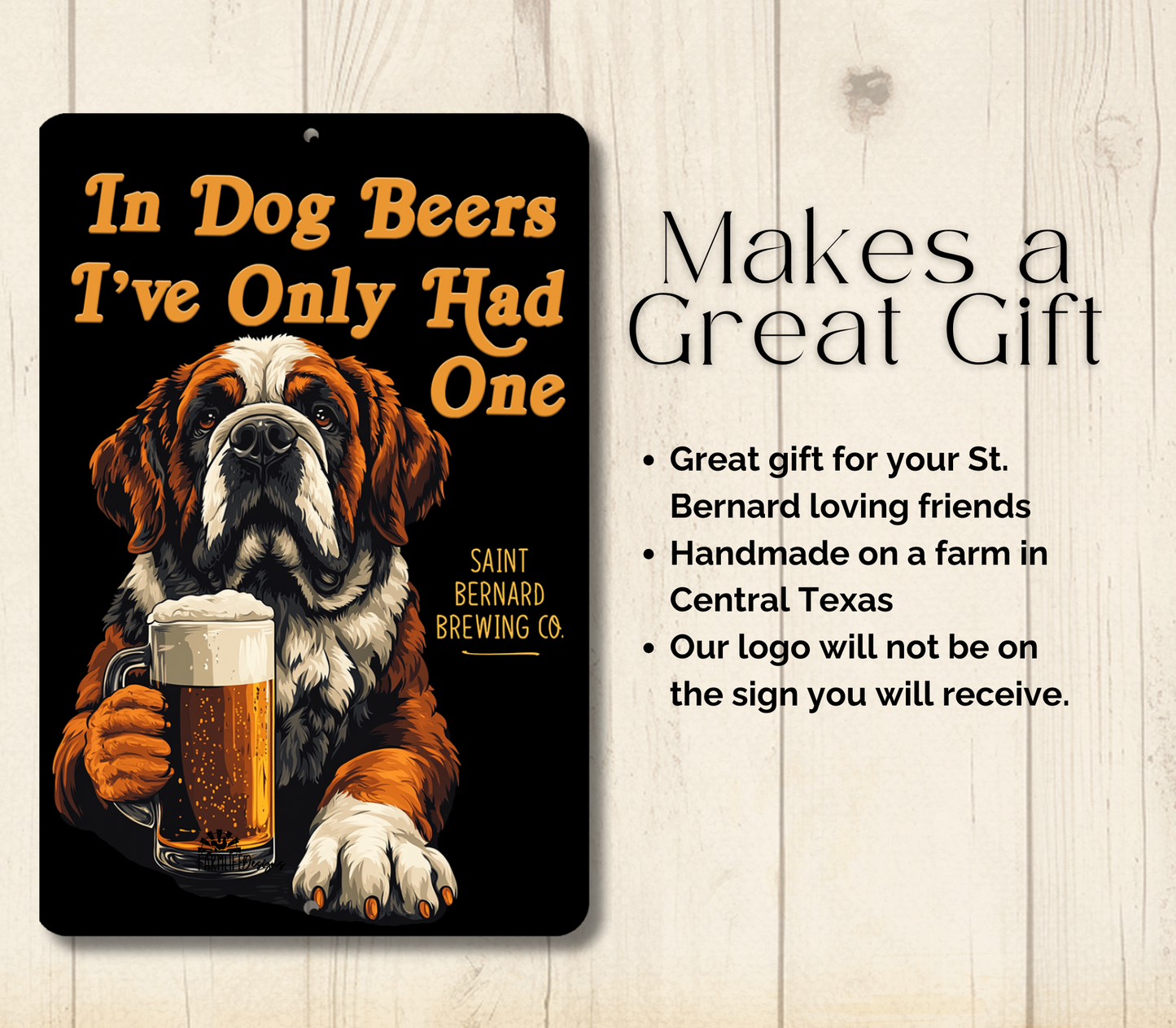 St. Saint Bernard Sign In Dog Beers funny man cave bar metal tin