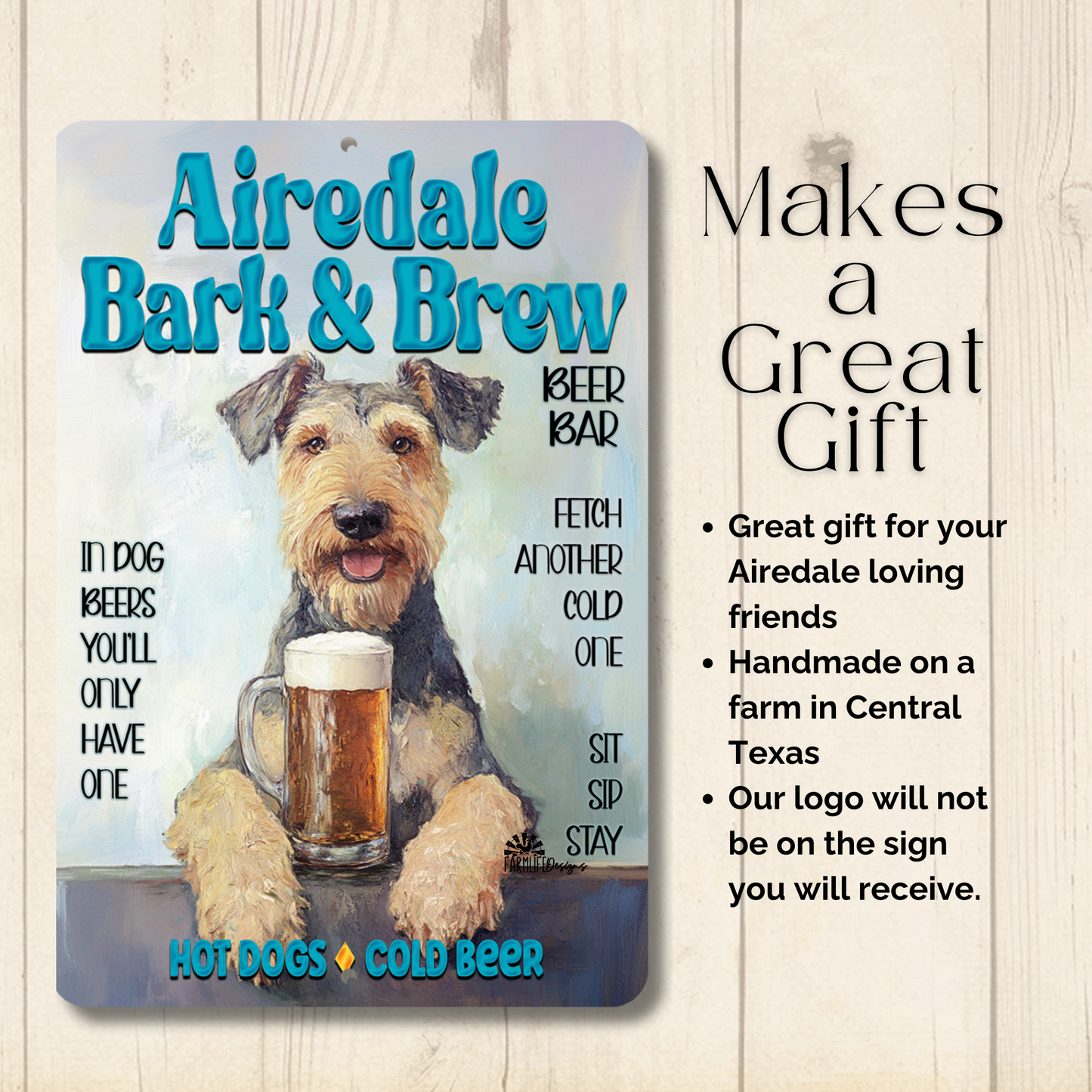 Airedale Beer Bar Sign Bark and Brew Dog Metal Tin