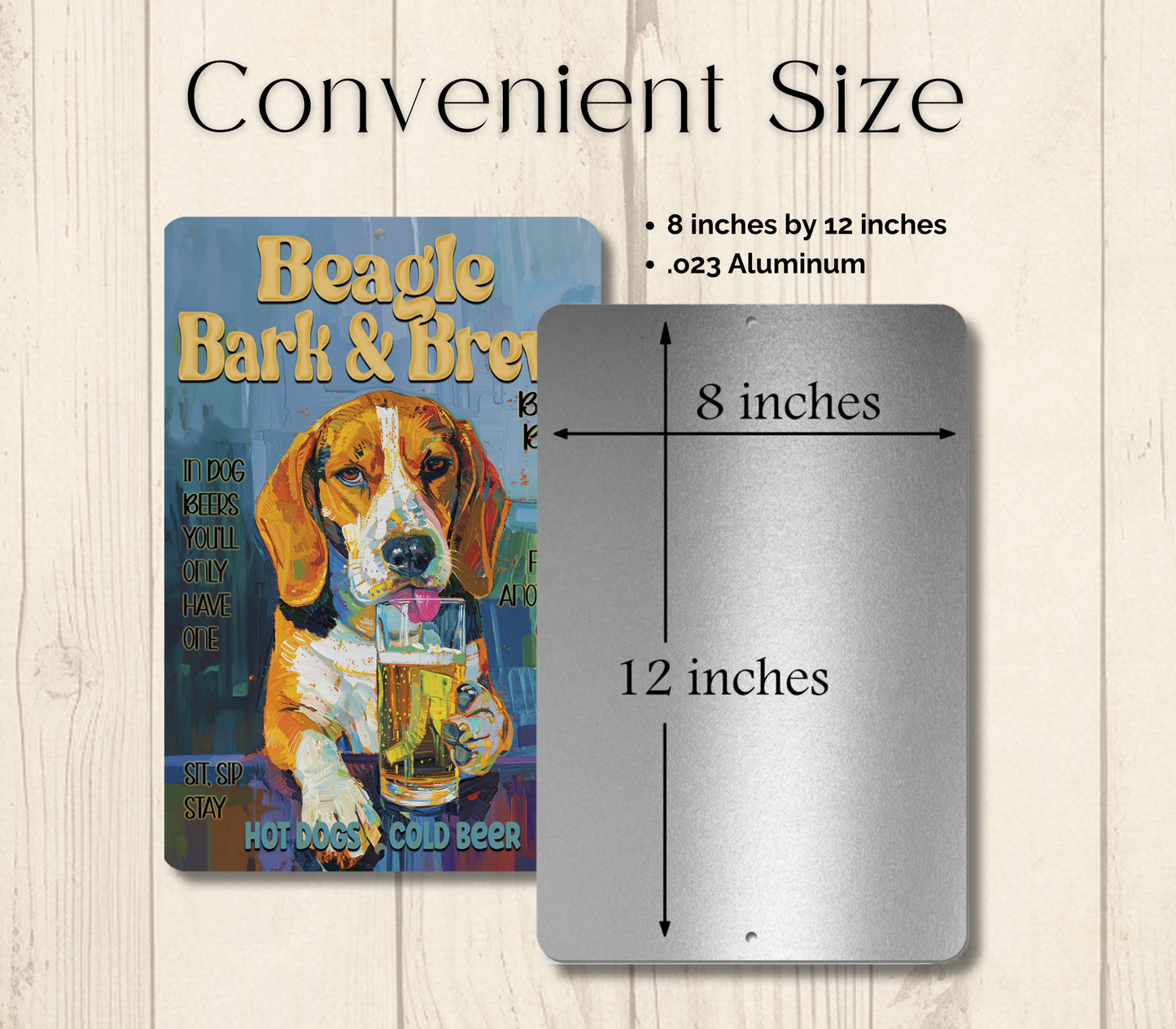 Beagle Beer Bar Sign, Bark and Brew pub metal tin dog wall art