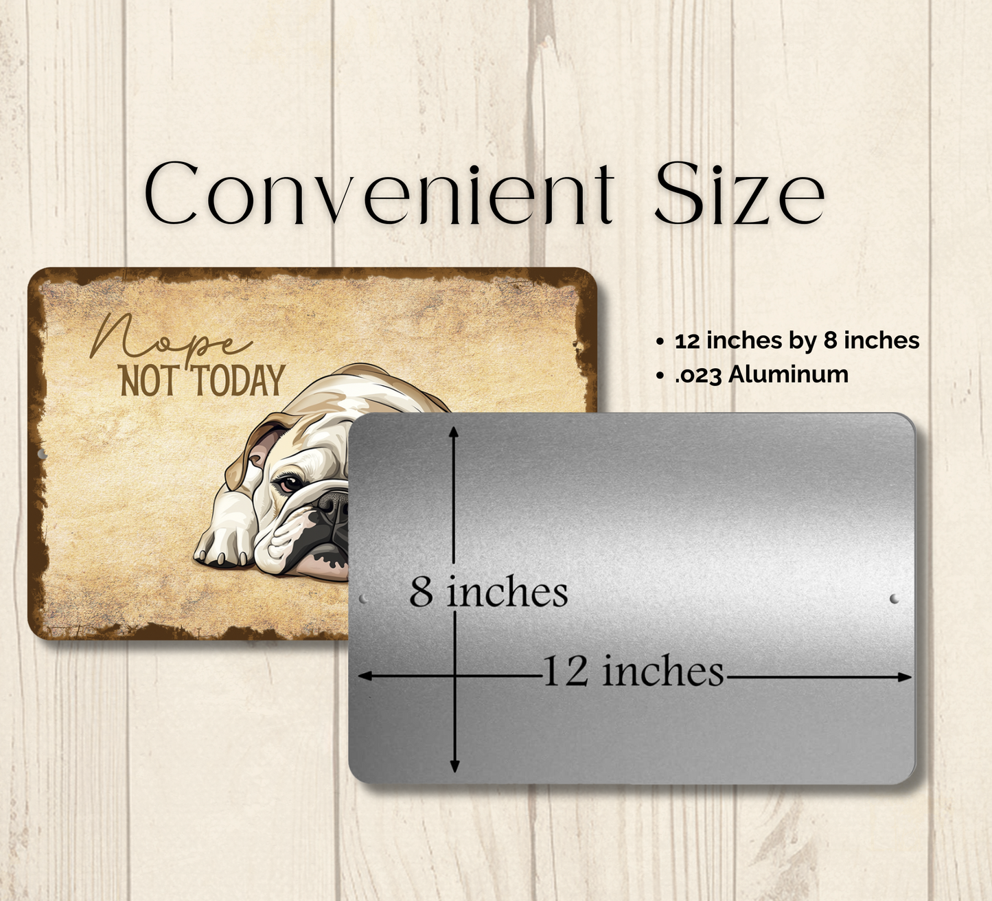 English Bulldog Sign Nope Not Today Funny Lazy Bull Dog metal tin indoor outdoor