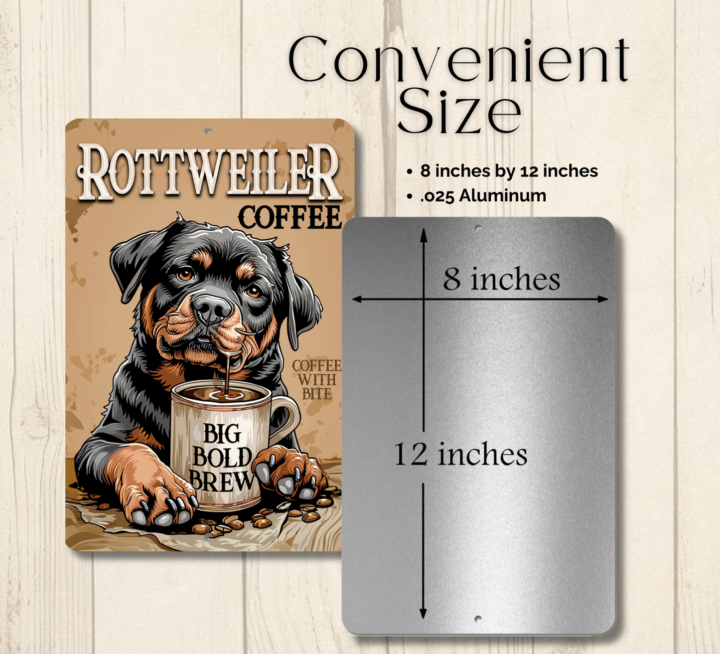 Rottweiler Coffee Bar Sign Dog Metal Tin