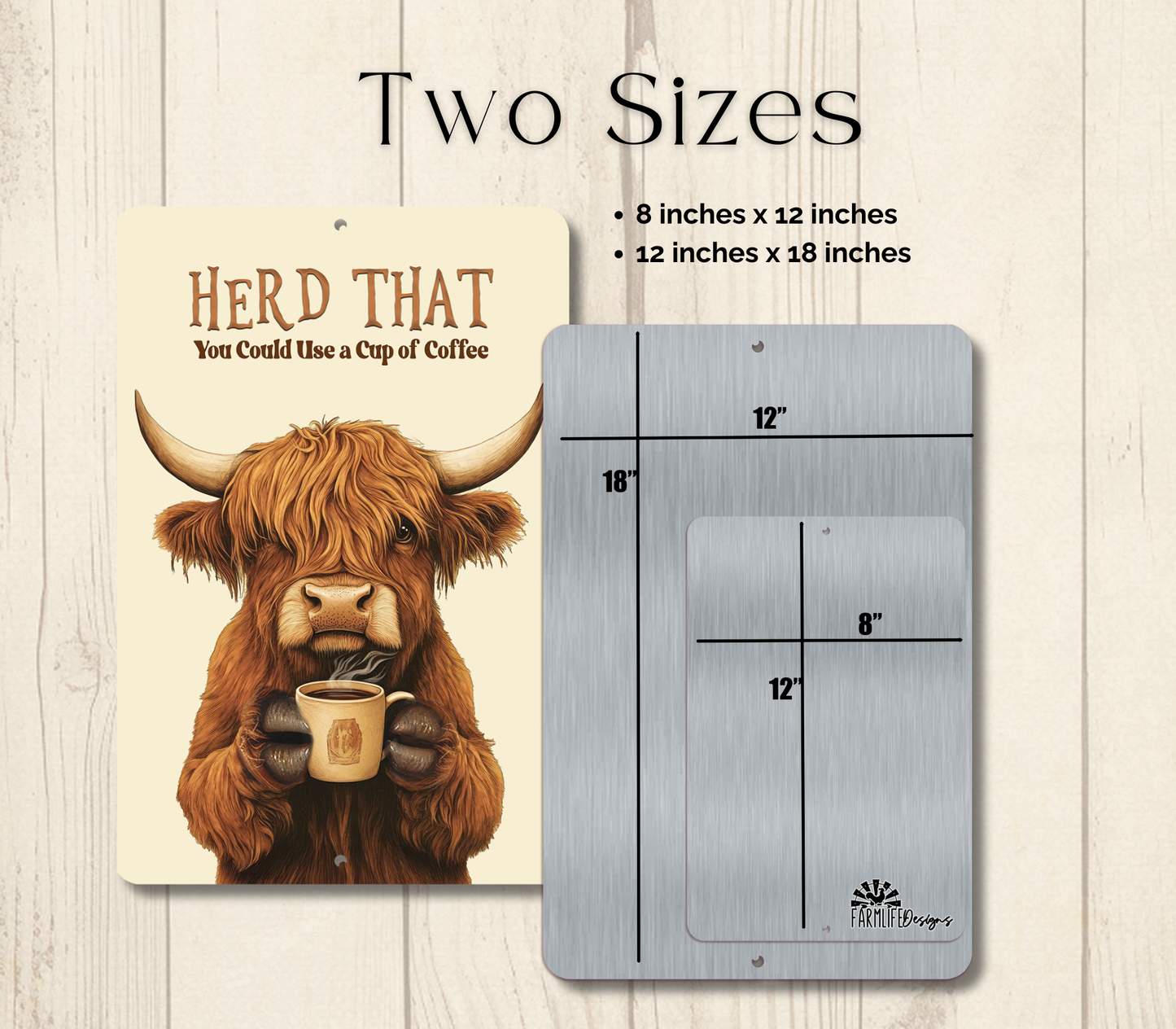 Highland Cow Herd That You Could Use a Cup of Coffee Funny Fluffy Cow metal tin 2 sizes
