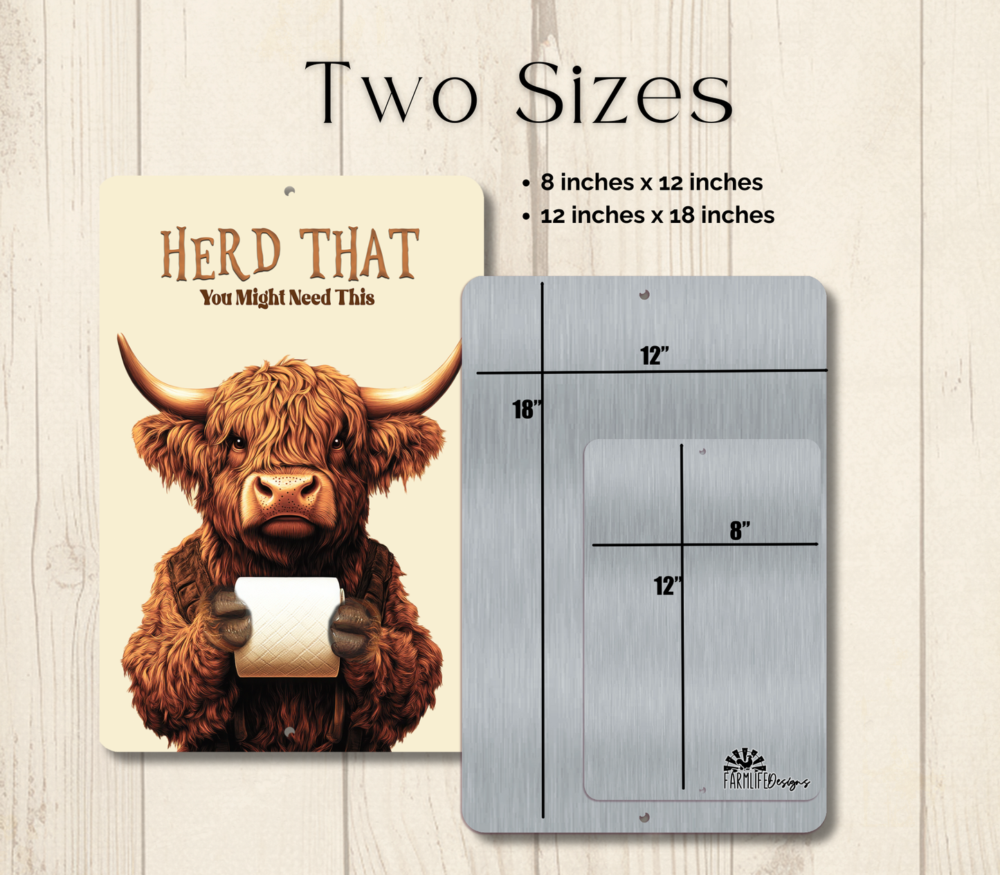 Highland Cow Herd That Toilet Paper Sign Funny Fluffy Cow metal tin 2 sizes