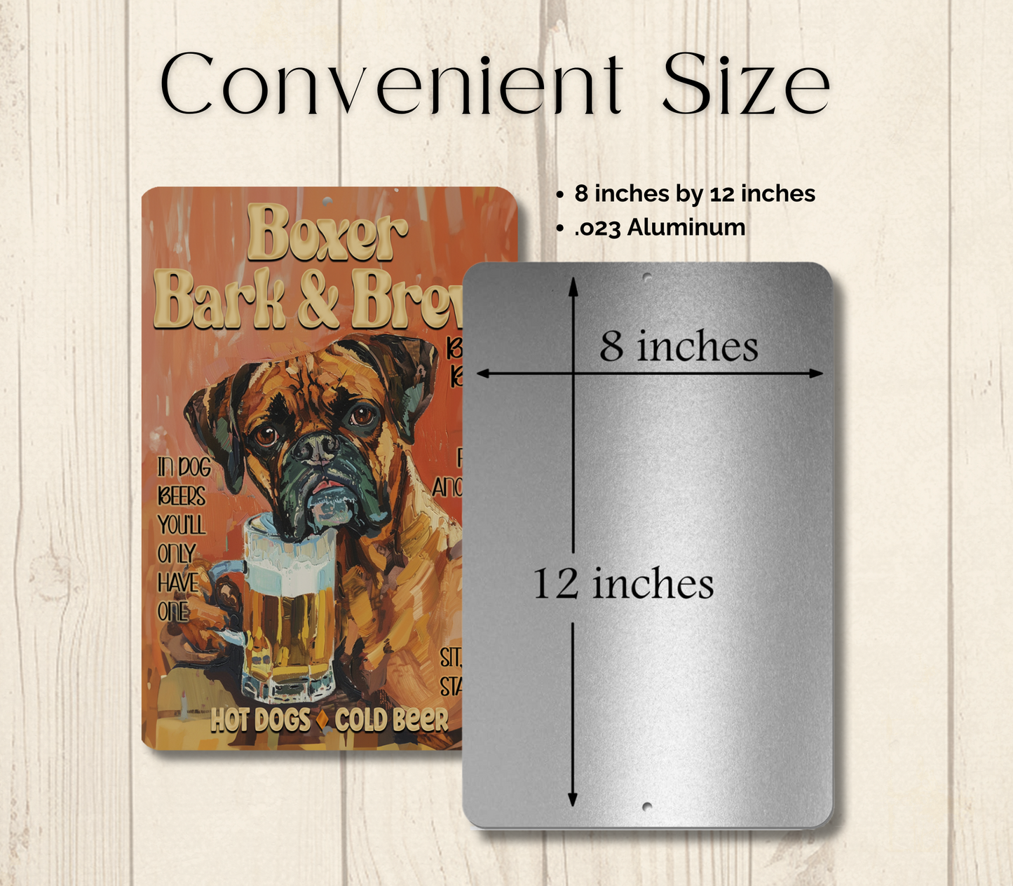 Boxer Beer Bar Sign, Bark and Brew pub metal tin dog wall art