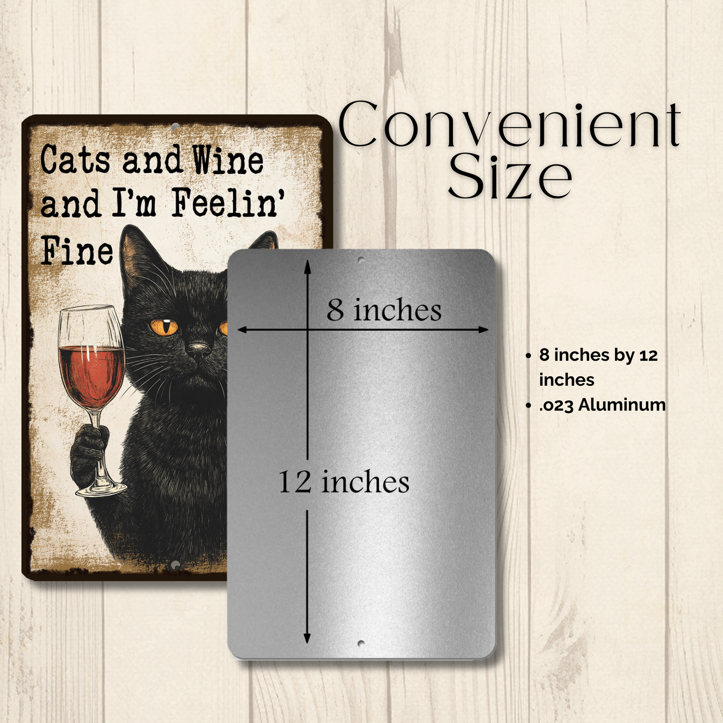Cat Sign, Black Cats and Wine and Feelin' Fine metal tin