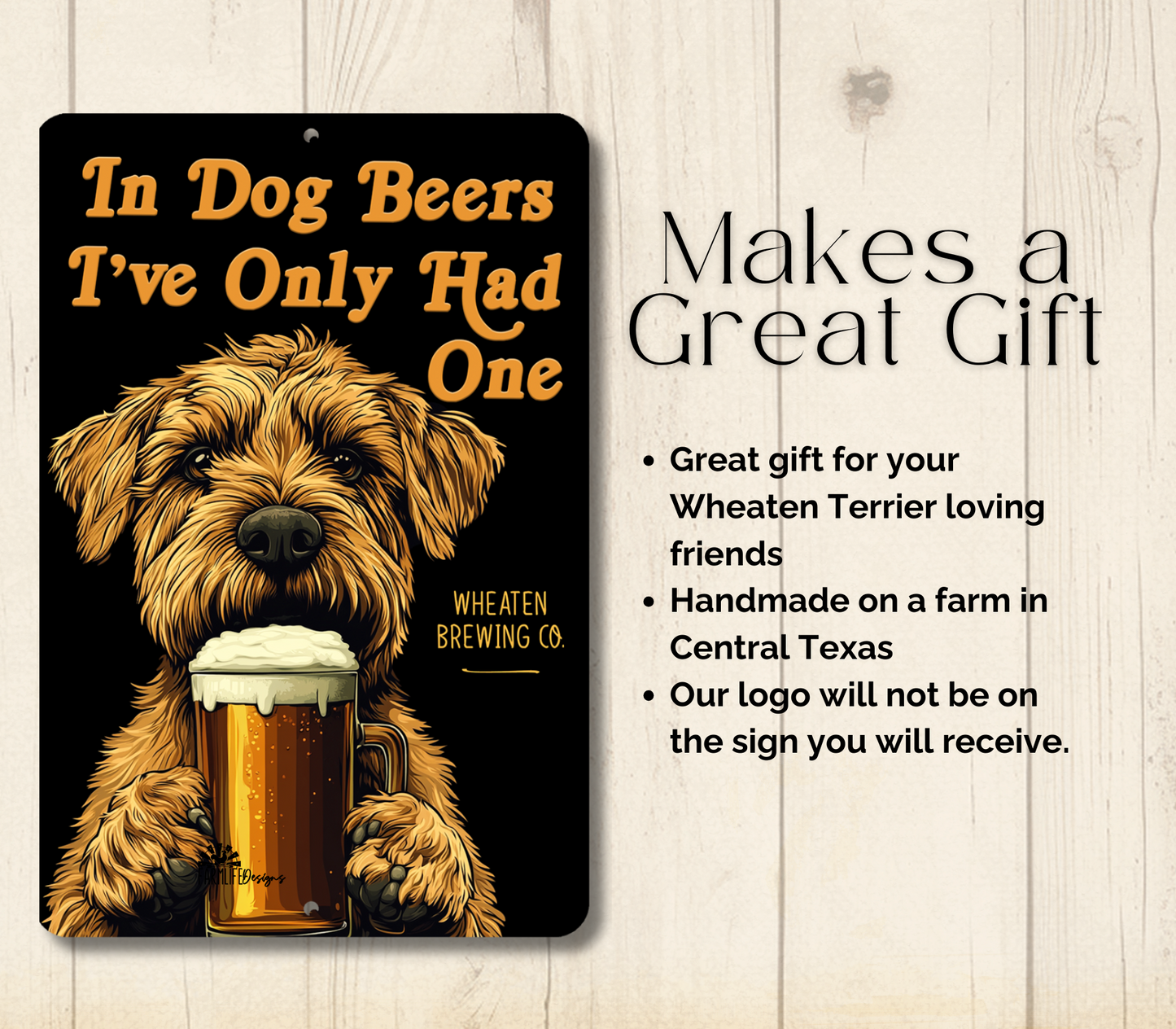 Wheaten Terrier Sign In Dog Beers funny man cave bar metal tin