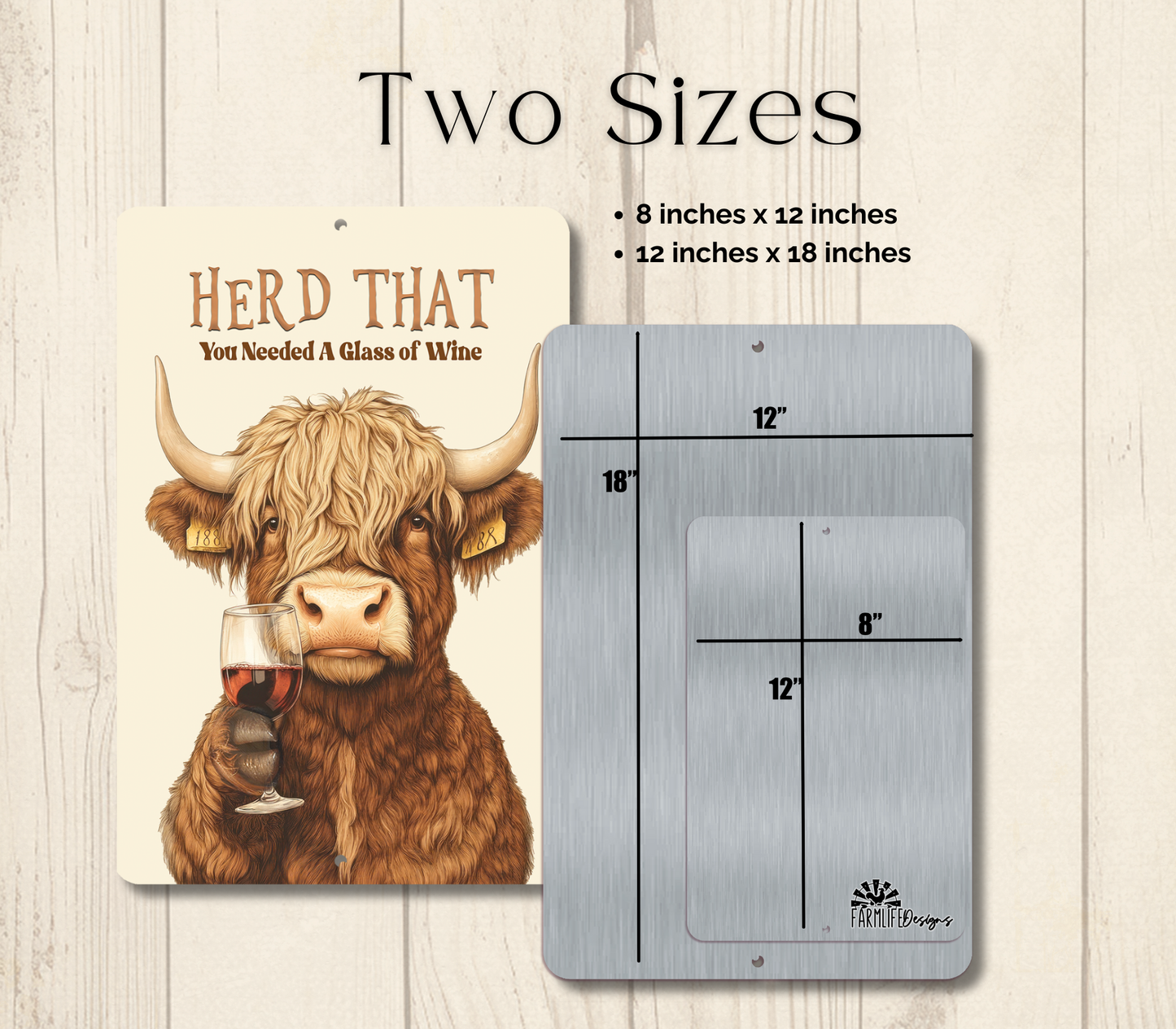 Highland Cow Herd That You Needed a Glass of Wine Funny Fluffy Cow metal tin 2 sizes