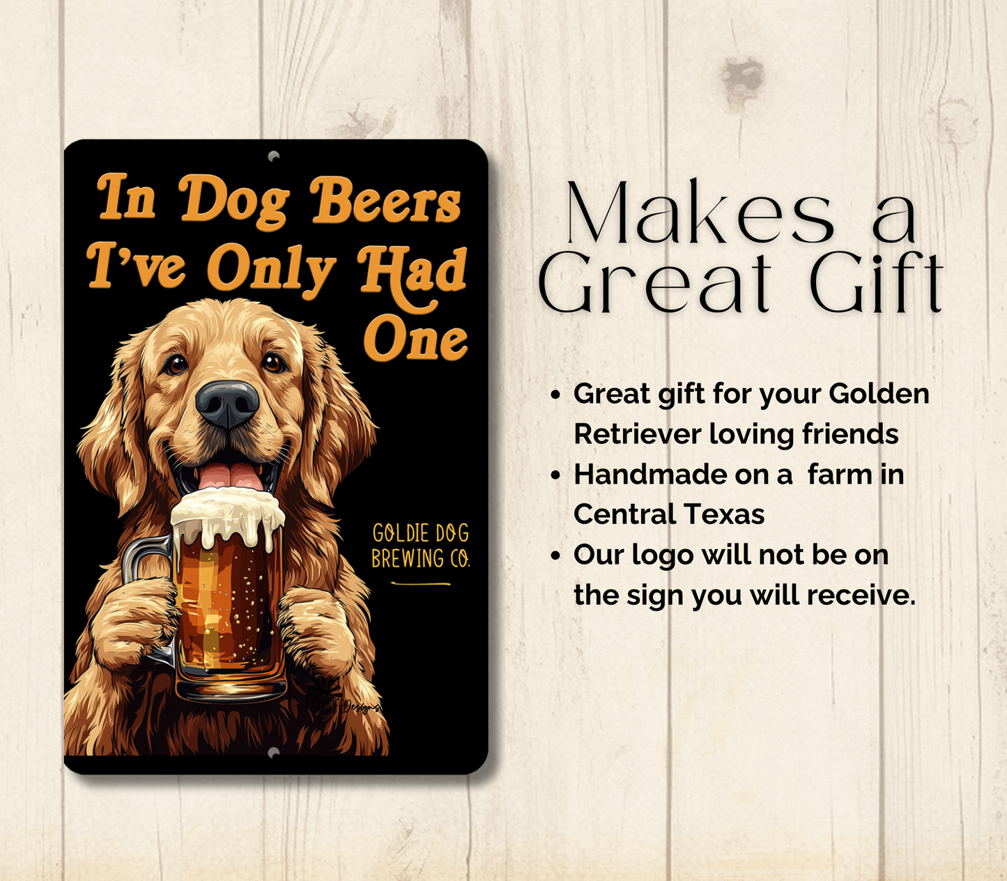 Golden Retriever Sign In Dog Beers funny man cave bar metal tin