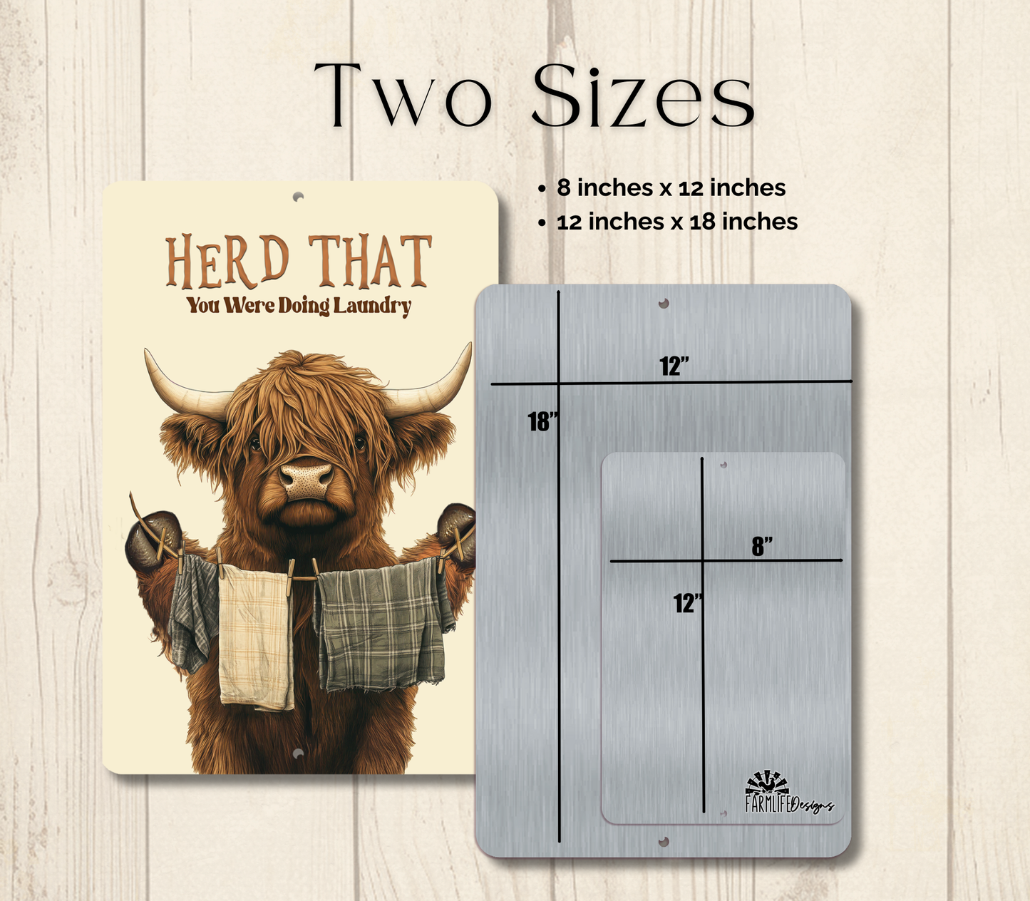 Highland Cow Herd That You Doing Laundry Sign Funny Fluffy Cow metal tin 2 sizes
