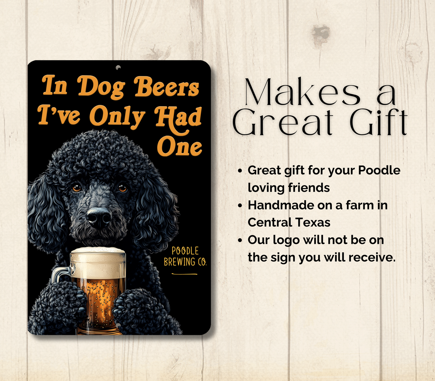 Poodle Sign In Dog Beers funny man cave bar metal tin