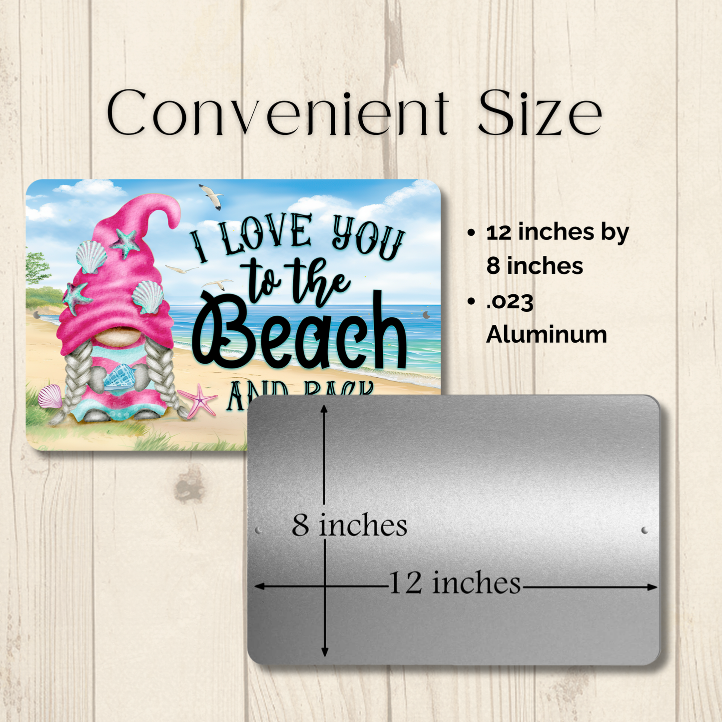 Gnome Sign Love You to the Beach and Back metal tin wall art gift