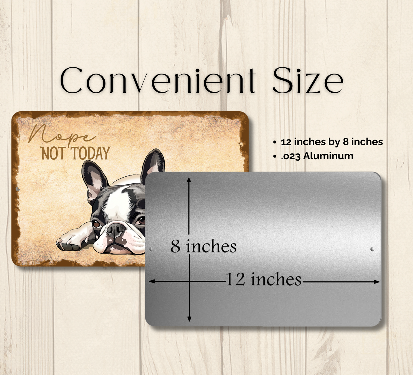 Boston Terrier Sign Nope Not Today Funny Lazy Dog metal tin indoor outdoor