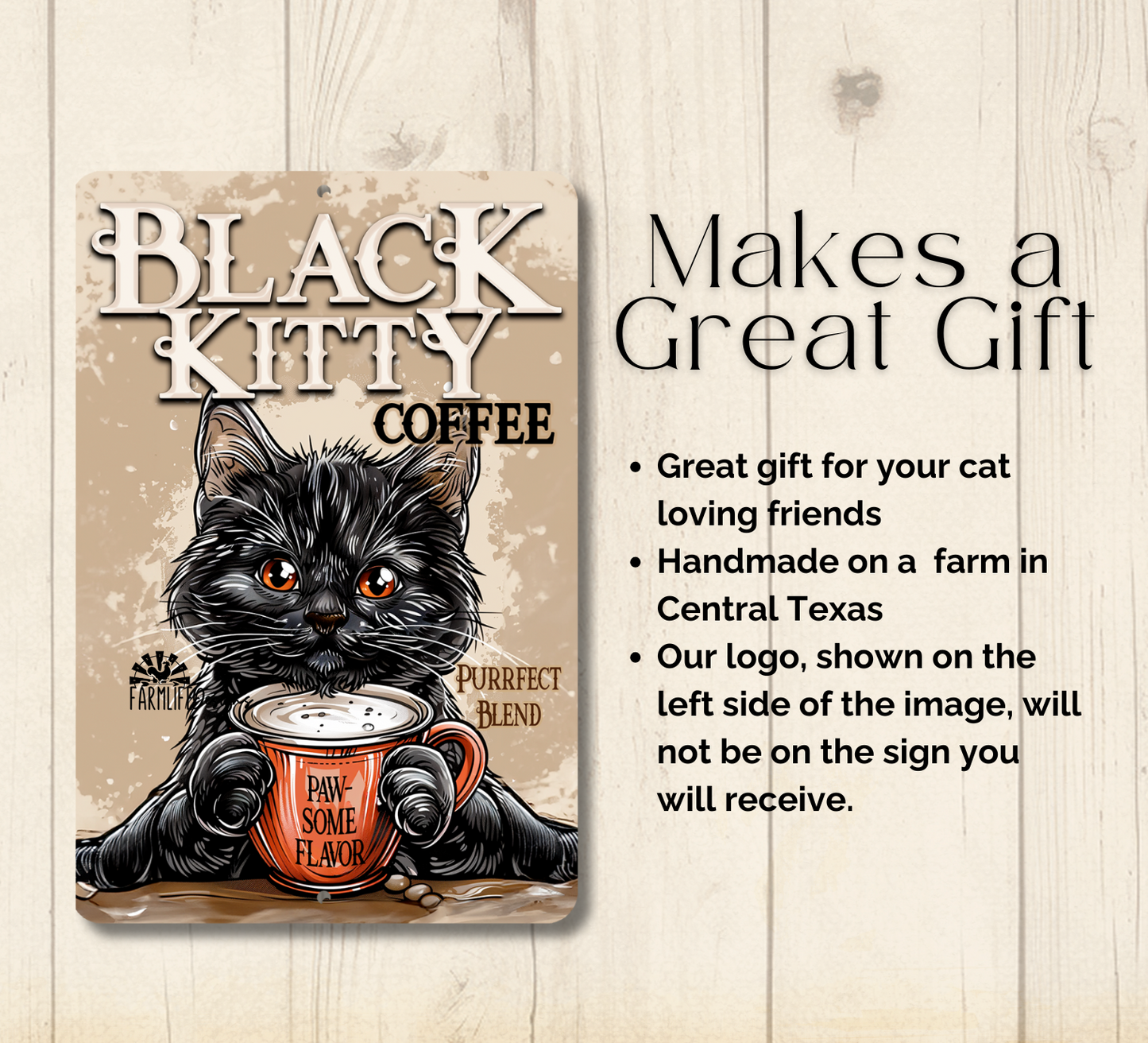Cat Sign, Black Kitty Coffee metal tin