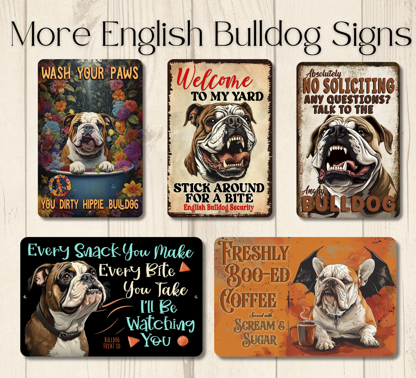 English Bulldog Sign Nope Not Today Funny Lazy Bull Dog metal tin indoor outdoor