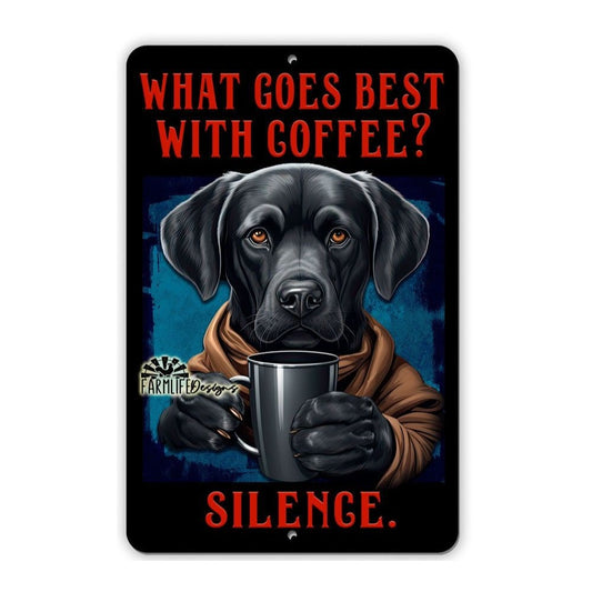 Black Lab Coffee Sign 8"x12" Funny Handmade Coffee Bar Labrador Retriever Dog Sign