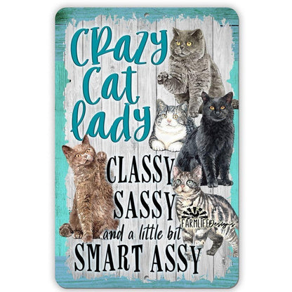 Crazy Cat Lady Sign - classy, sassy.... 8x12 aluminum