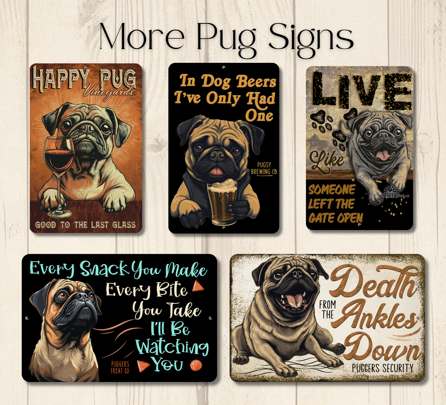 Pug Sign Nope Not Today Funny Lazy Dog metal tin indoor outdoor