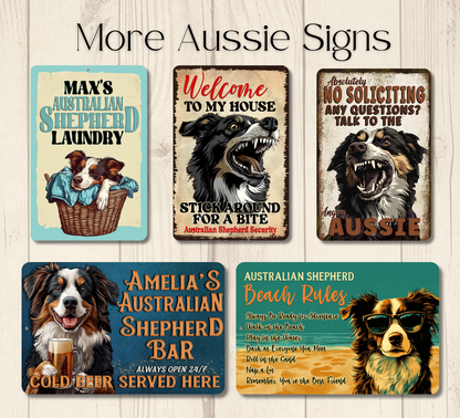 Australian Shepherd Sign Nope Not Today Funny Lazy Dog metal tin indoor outdoor Aussie