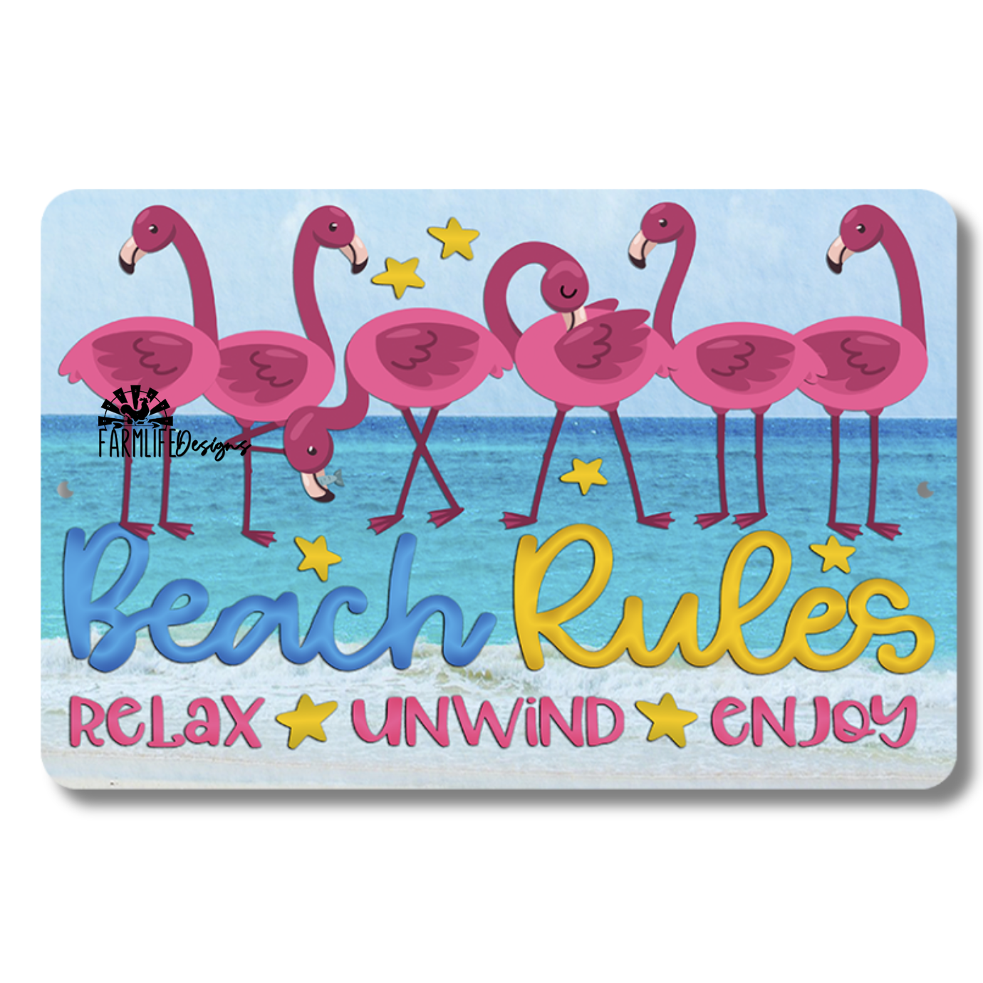 Flamingo Beach Rules Sign, flamingos at the ocean