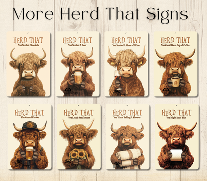 Highland Cow Herd That You Doing Laundry Sign Funny Fluffy Cow metal tin 2 sizes