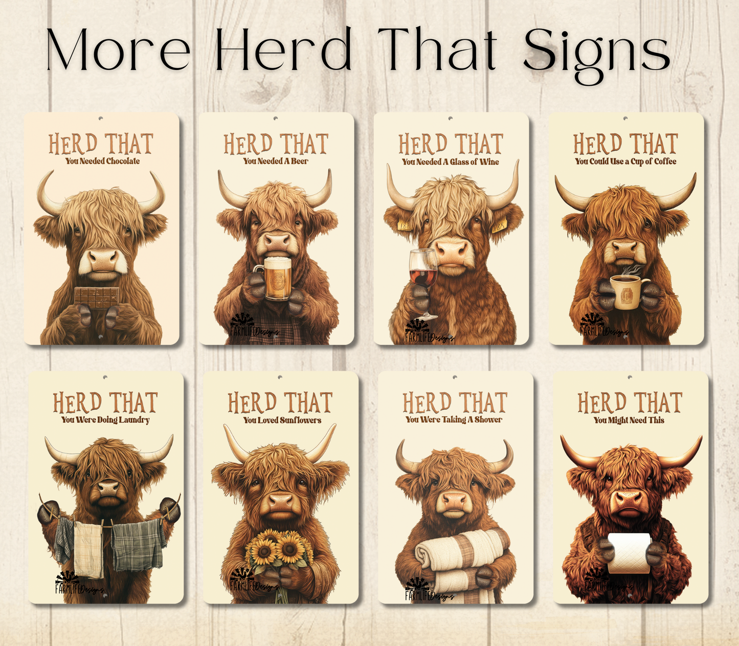 Highland Cow Herd That You Needed a Glass of Wine Funny Fluffy Cow metal tin 2 sizes